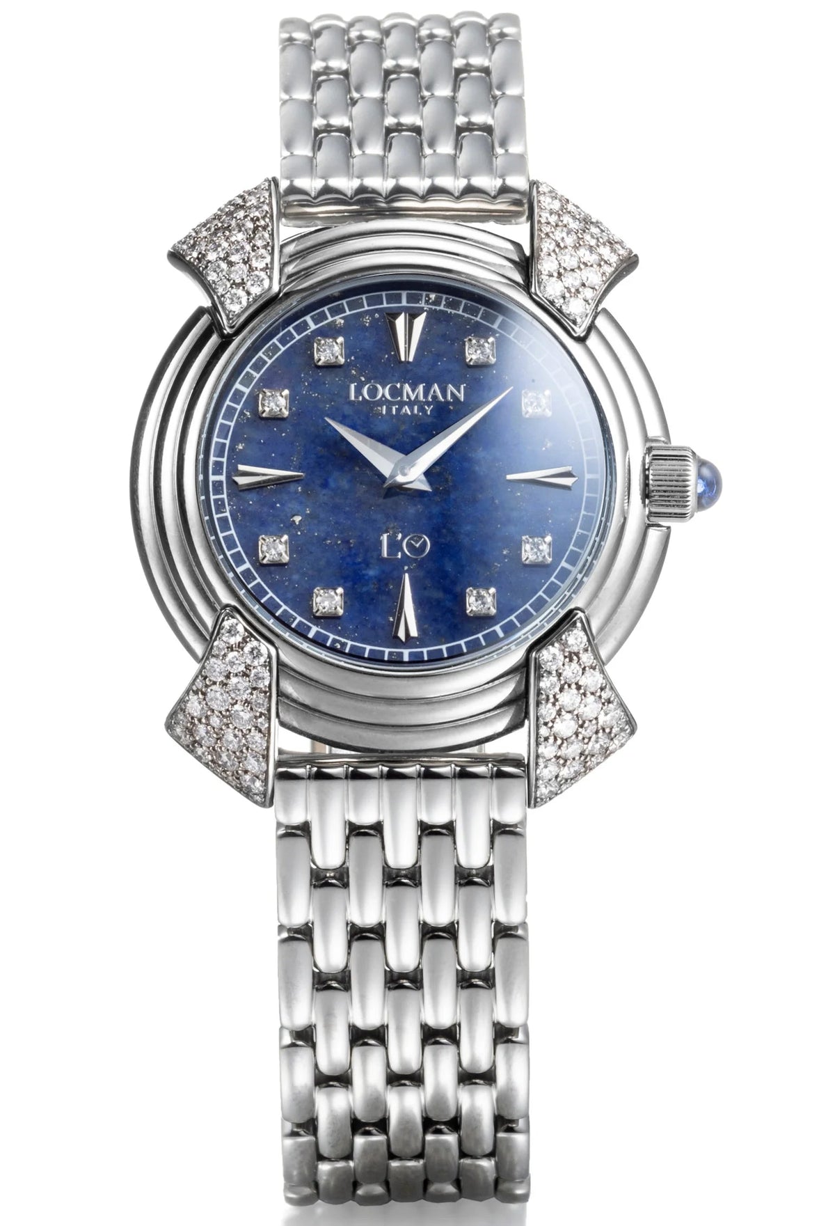 Decimo Canto in Titanium and Diamonds - Lapis Lazuli - Titanium Bracelet - Index Marks and Set Diamonds, primary view