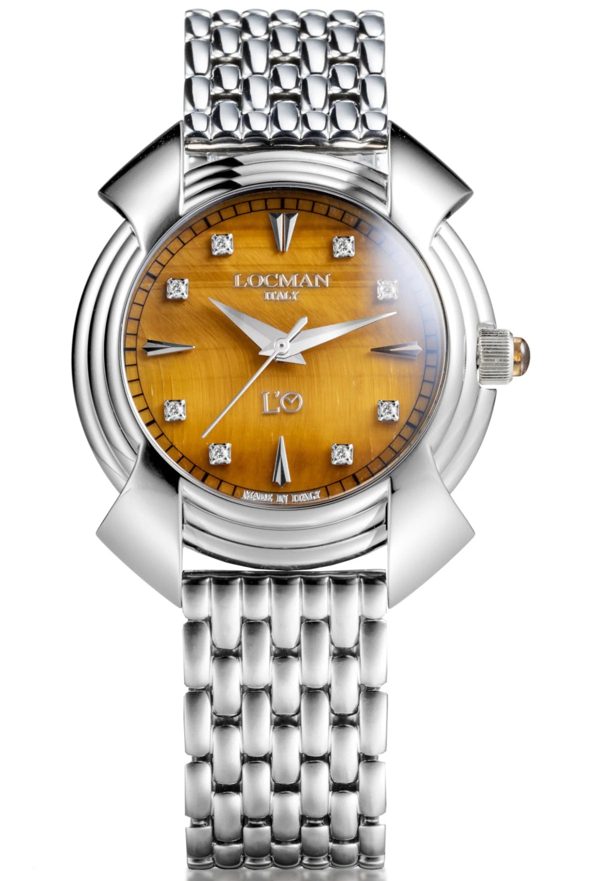 Decimo Canto in Titanium - Tiger's Eye - Titanium Bracelet - Index Marks and Set Diamonds, primary view