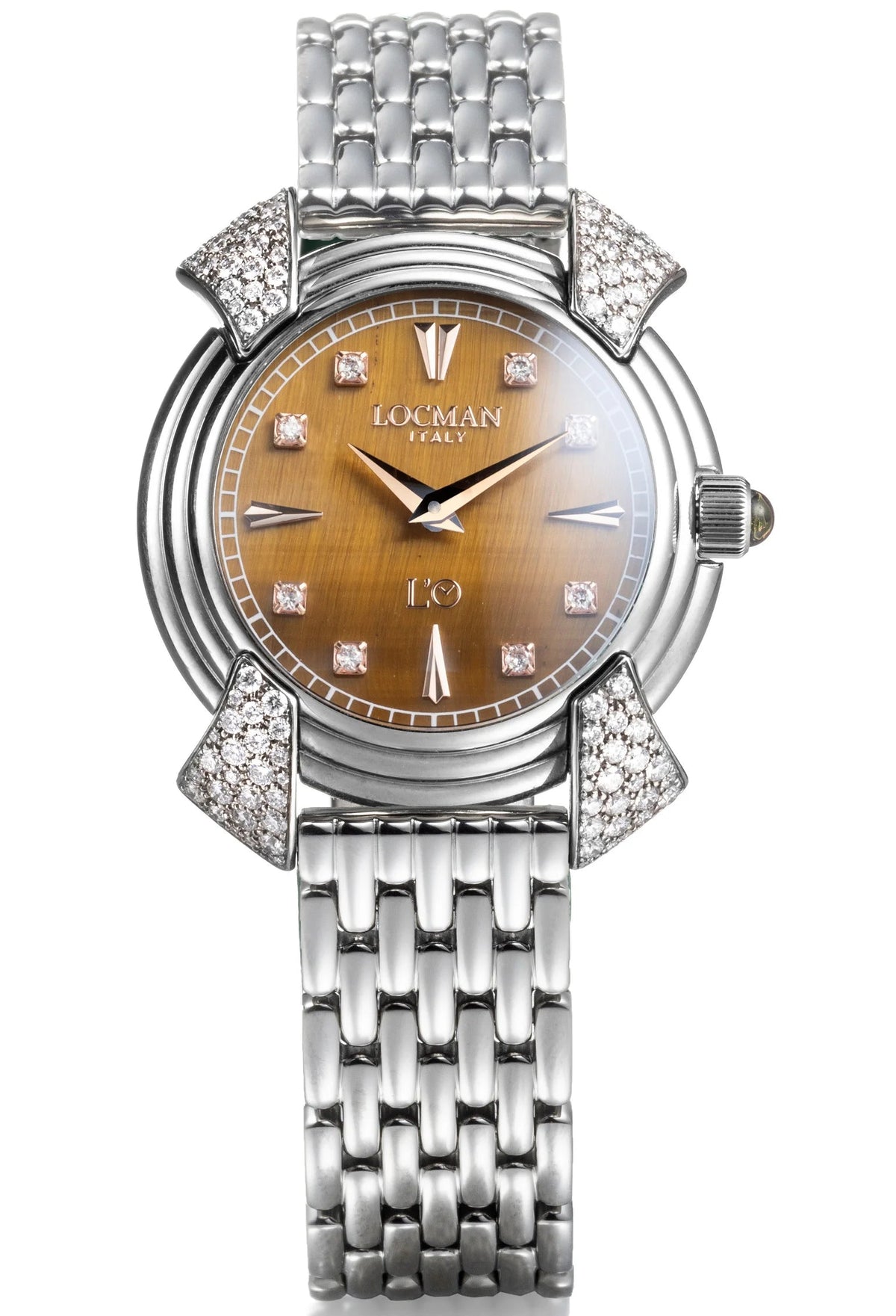 Decimo Canto in Titanium and Diamonds - Tiger's Eye - Titanium Bracelet - Rose Gold Hour Markers and Set Diamonds, primary view