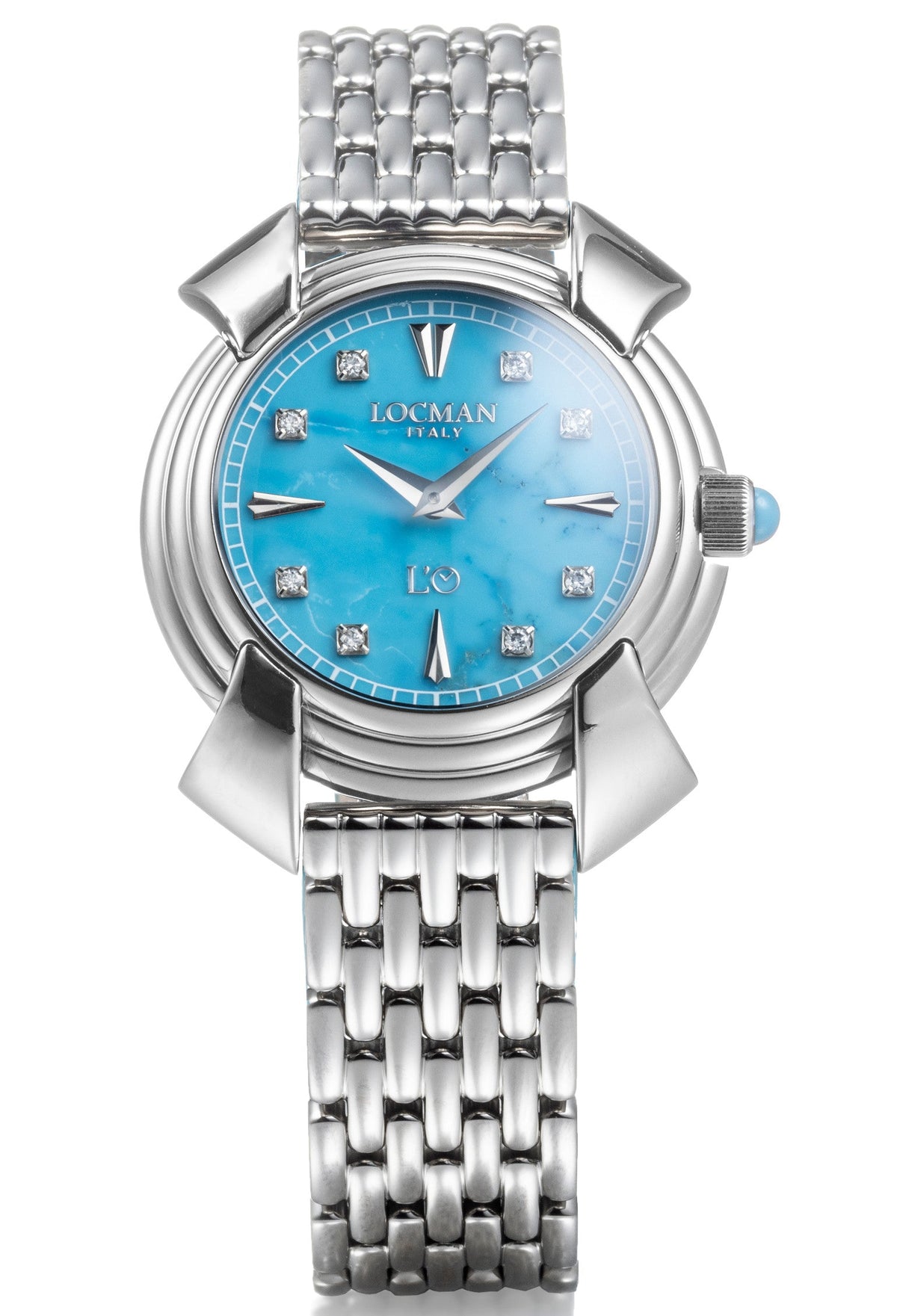 Decimo Canto in Titanium - Turquoise - Titanium Bracelet with Index Marks and Set Diamonds - Edition 2, primary view
