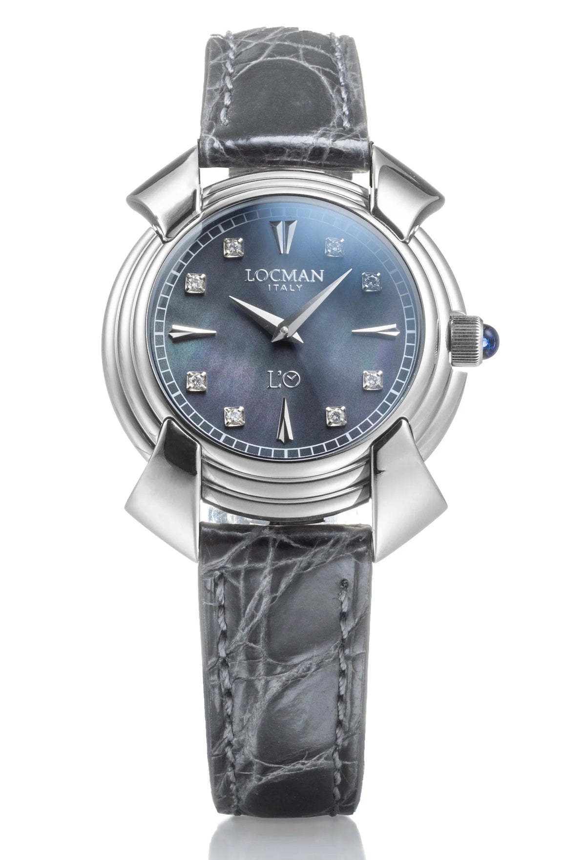 Decimo Canto in Titanium - Black Mother - of - Pearl - Black Alligator - Applied Hour Markers and Diamonds, primary view