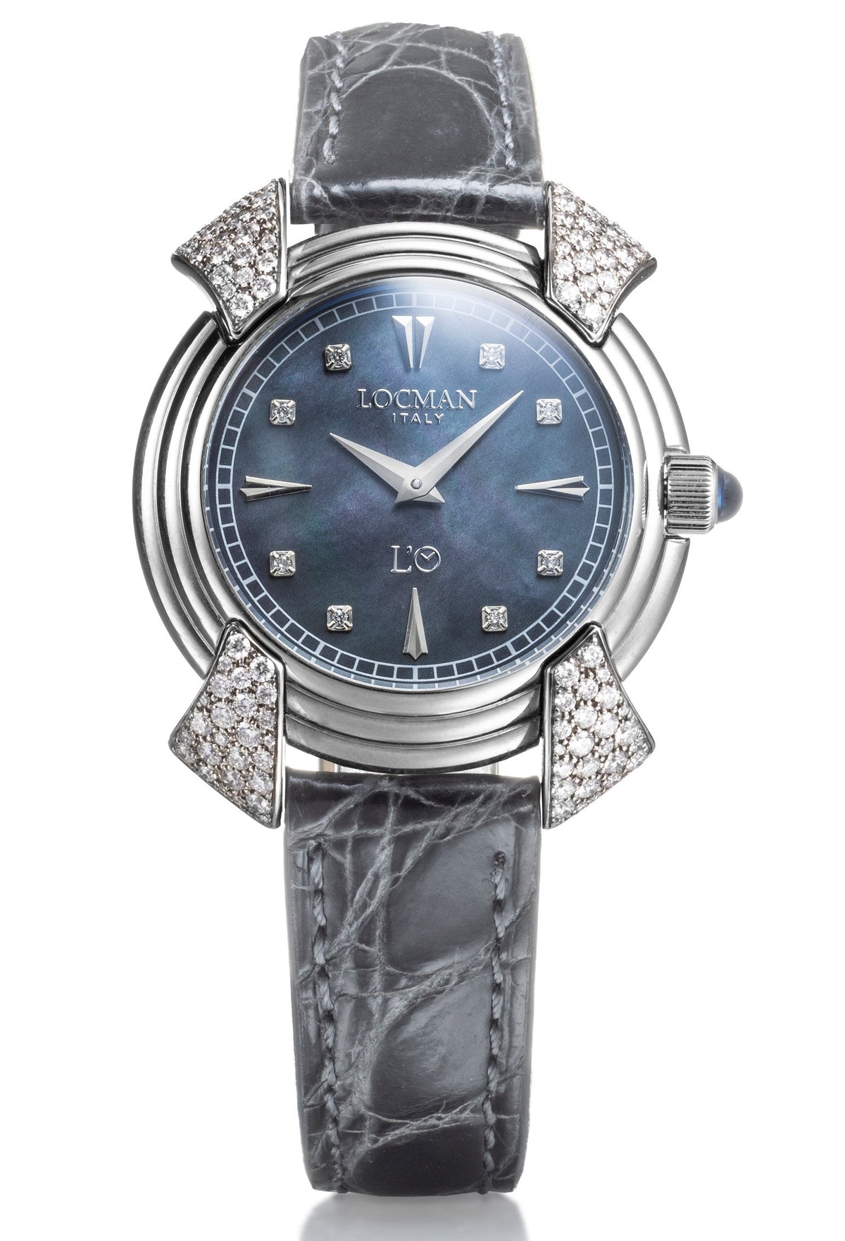 Decimo Canto in Titanium and Diamonds - Black Mother - of - Pearl - Black Alligator - Applied Hour Markers and Diamonds, primary view