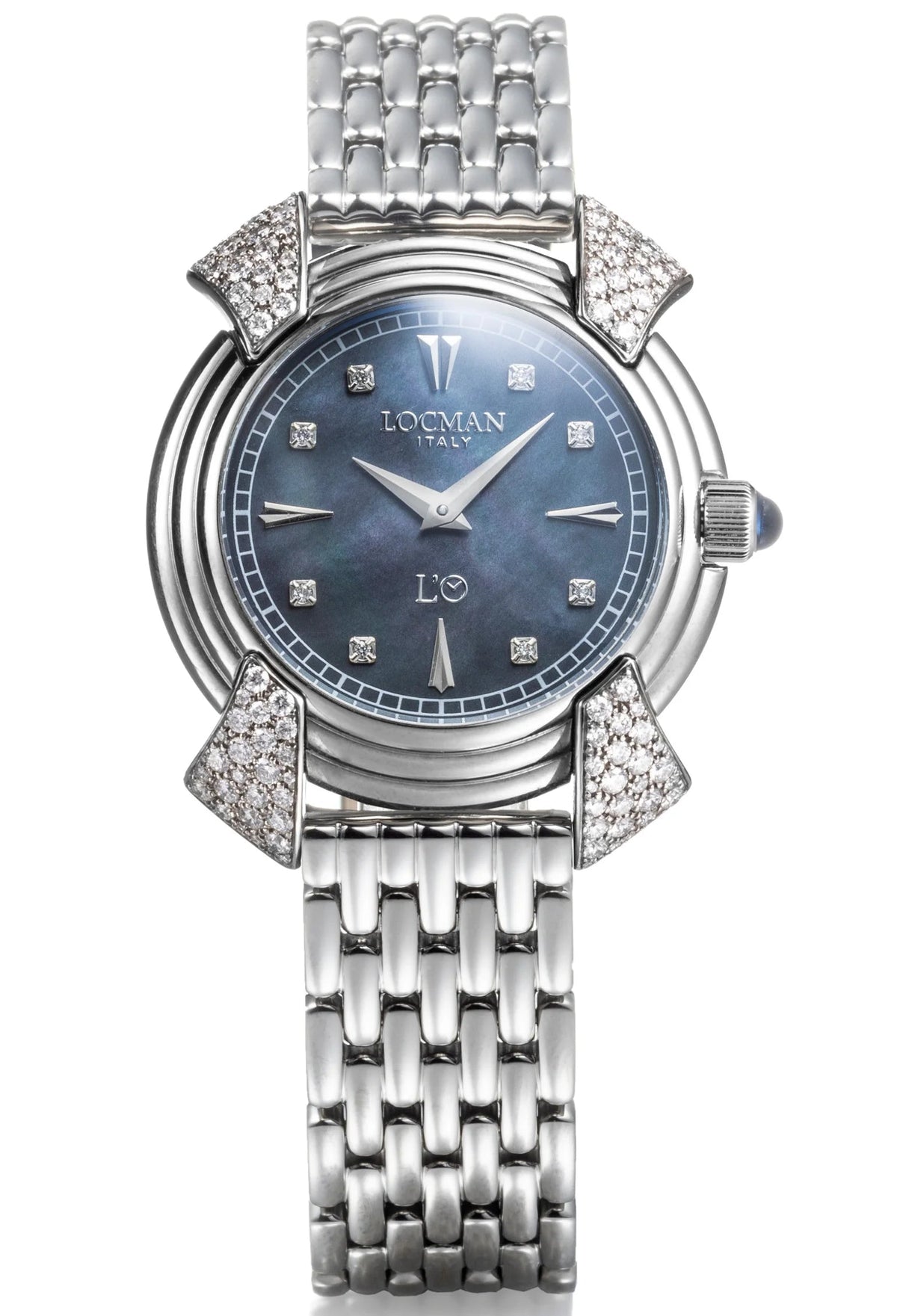 Decimo Canto in Titanium and Diamonds - Black Mother - of - Pearl - Titanium Bracelet - Index Marks and Set Diamonds, primary view