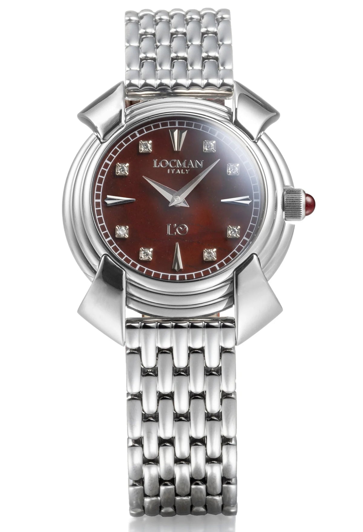 Decimo Canto in Titanium - Red Jasper - Titanium Bracelet - Index Marks and Set Diamonds, primary view