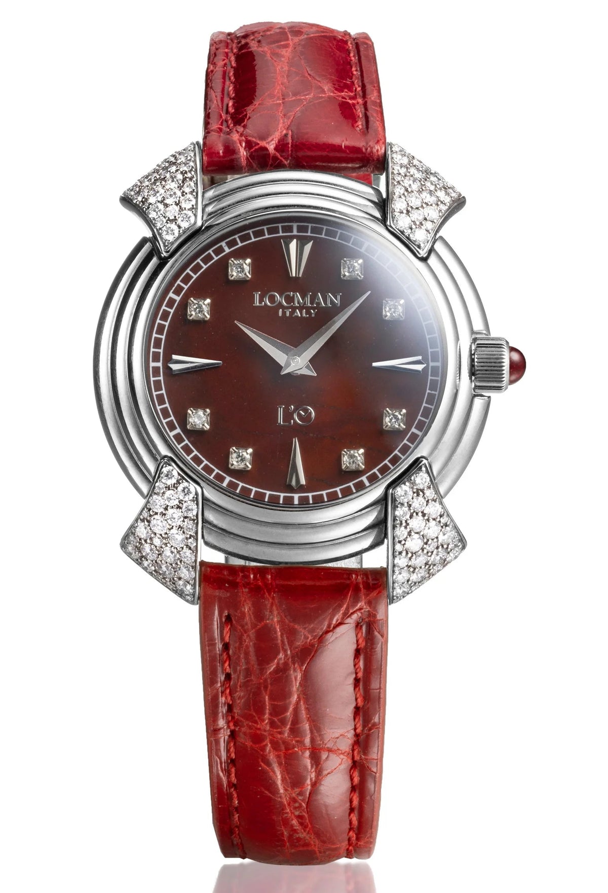 Decimo Canto in Titanium and Diamonds - Red Jasper - Red Alligator Leather - Applied Indexes and Diamonds, primary view