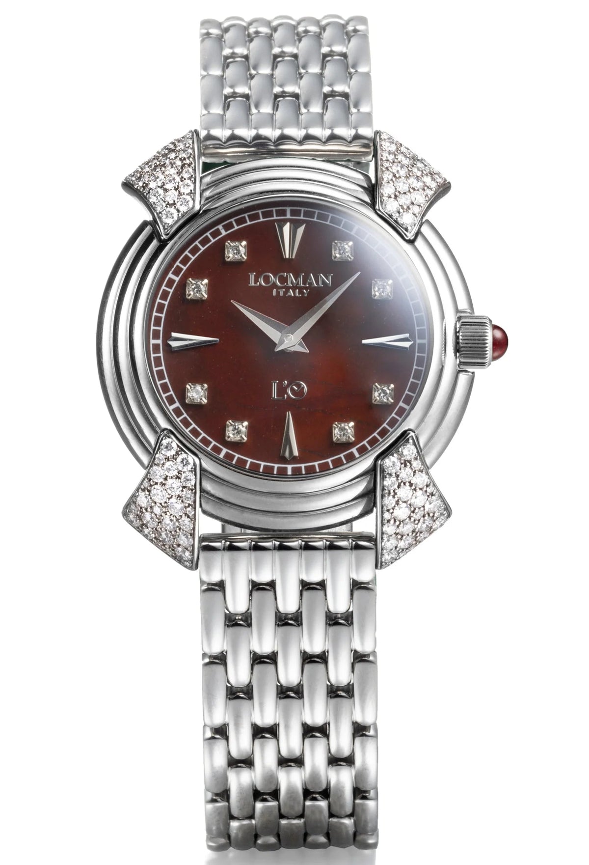 Decimo Canto in Titanium and Diamonds - Red Jasper - Titanium Bracelet - Index Marks and Set Diamonds, primary view