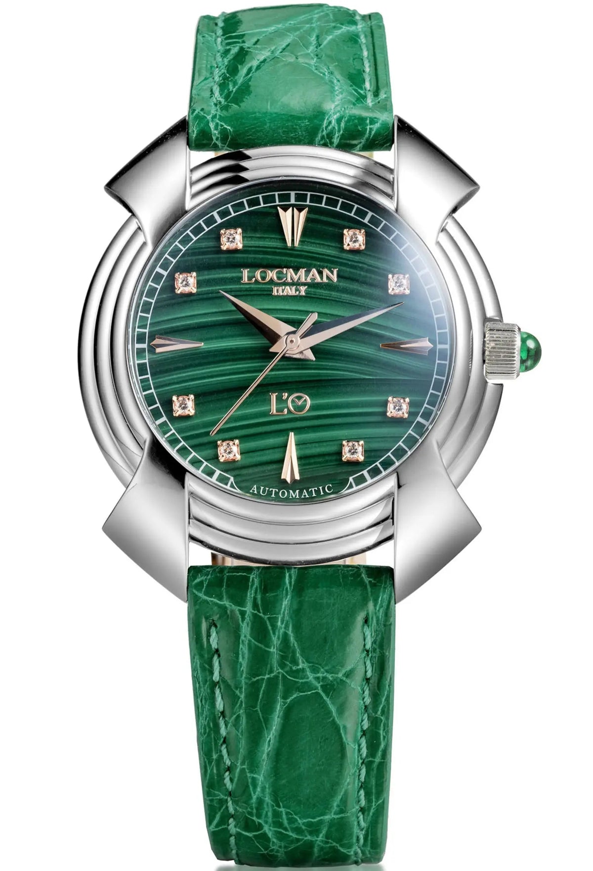 Decimo Canto in Titanium - Malachite - Alligatore Green - Indici e Diamanti Applicati, primary view
