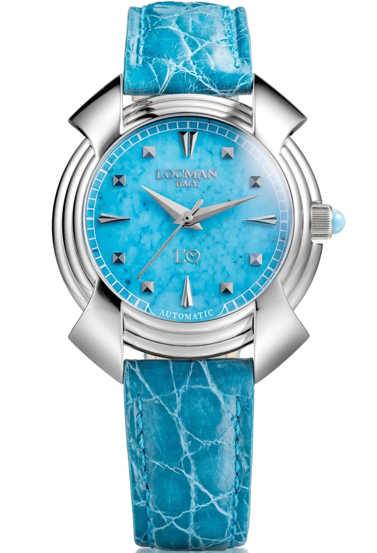 Decimo Canto in Titanium - Turquoise - Light Blue Alligator - Applied Hour Markers, primary view