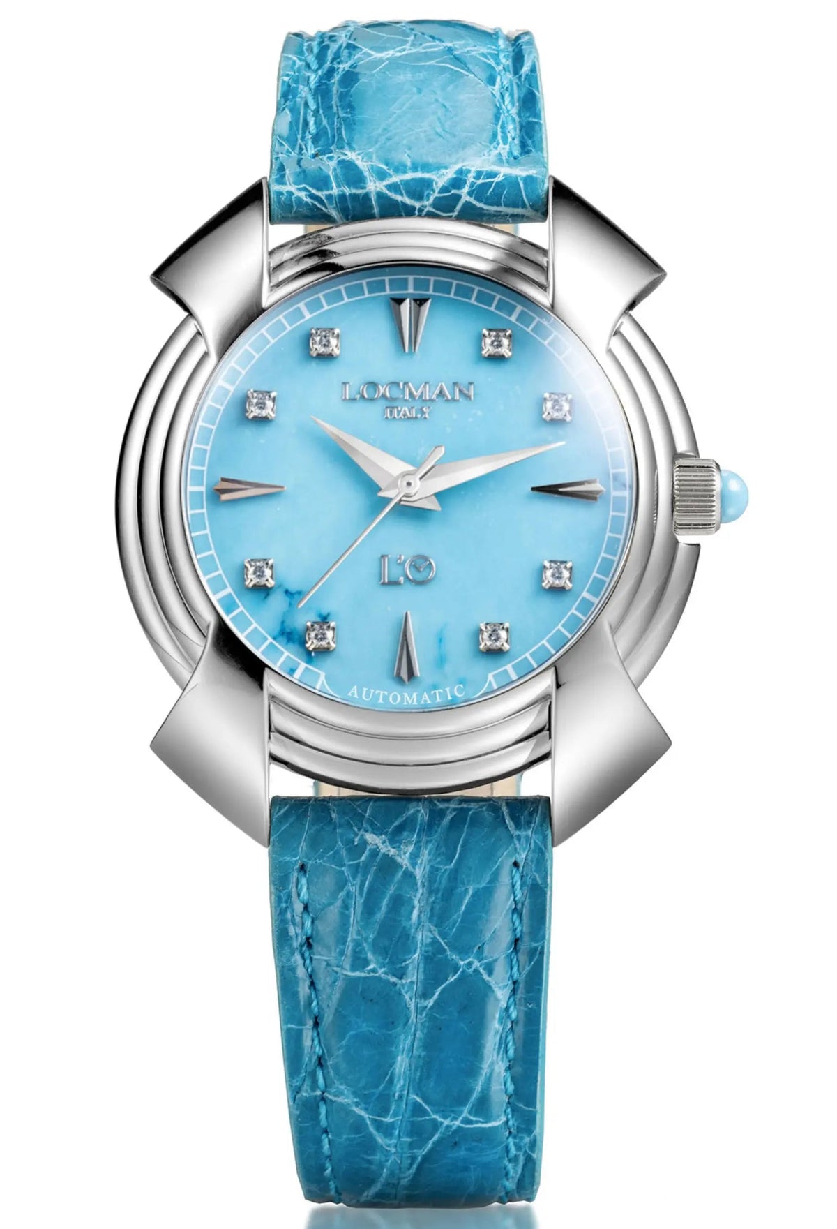Decimo Canto in Titanium - Turquoise - Light Blue Alligator - Applied Hour Markers and Diamonds - Edition 2, primary view