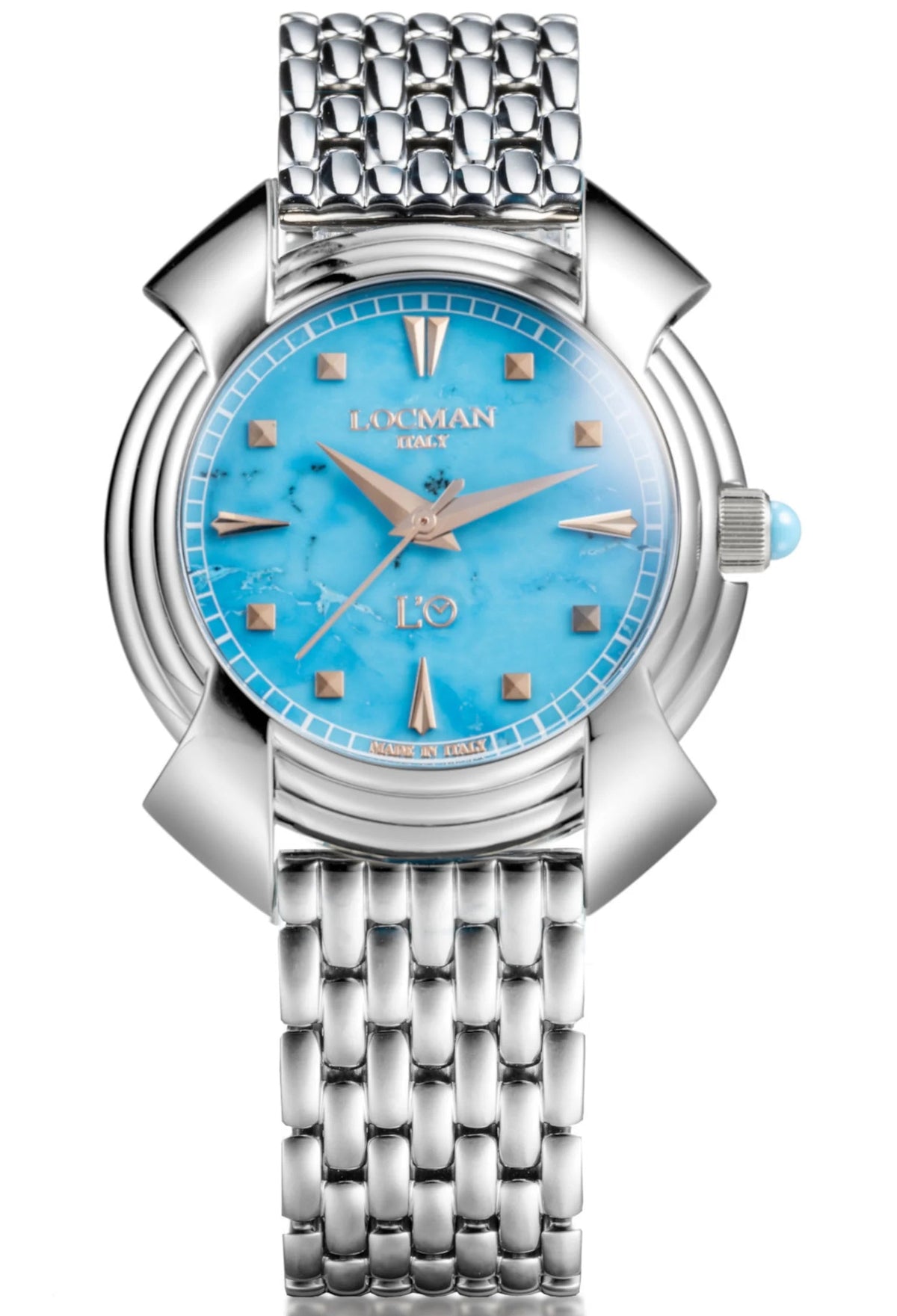 Decimo Canto in Titanium - Turquoise - Titanium Bracelet with Rose Gold Applied Indexes, primary view
