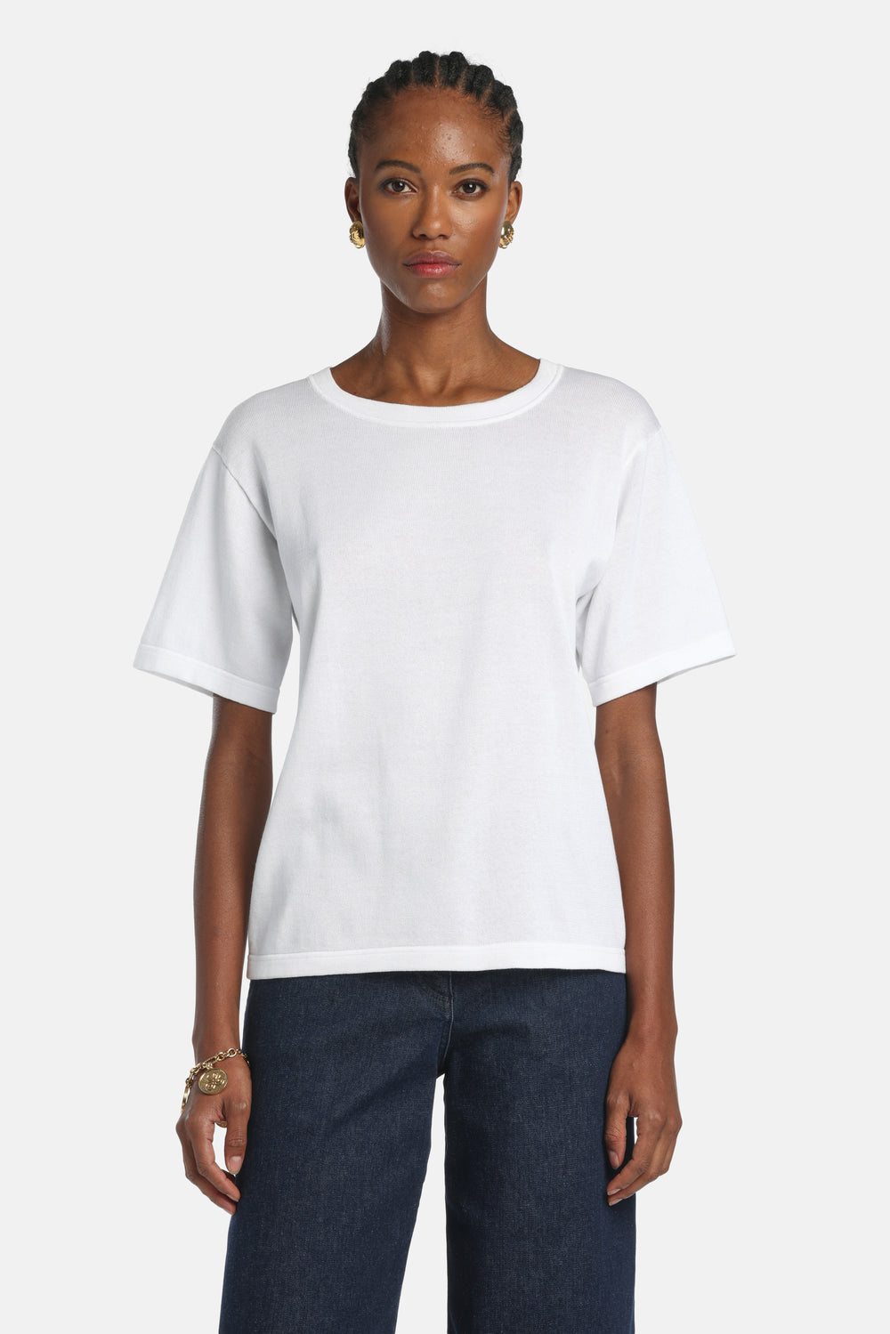 Contagiri Knit T-Shirt in Cream, primary view [fp-color:cream]