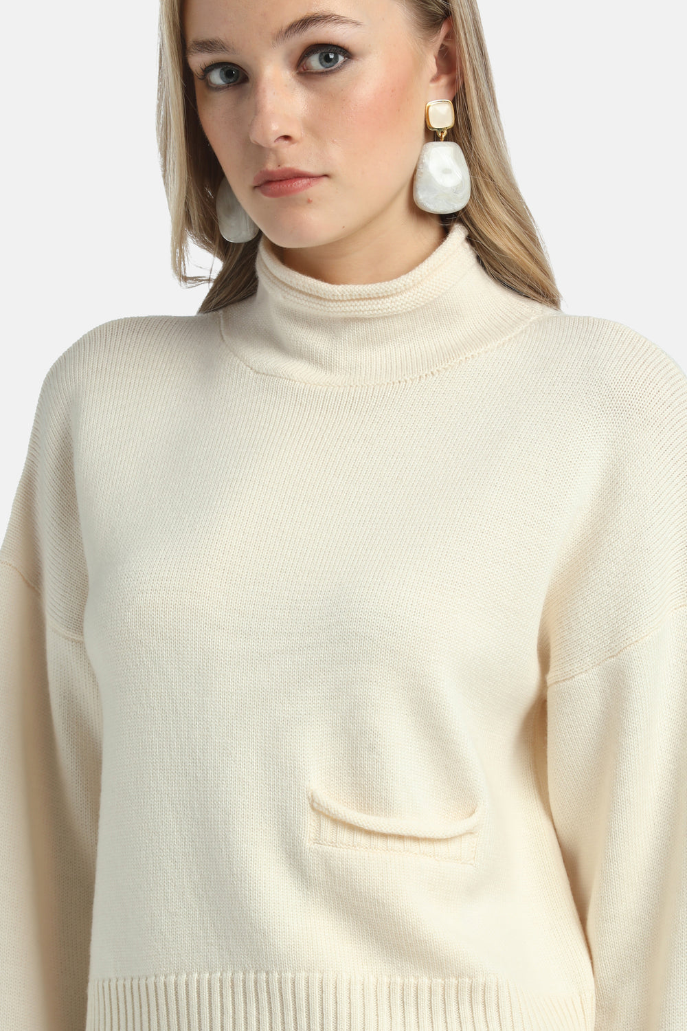 Malvasia Mockneck Wool Pullover in Cream, primary view [fp-color:cream]