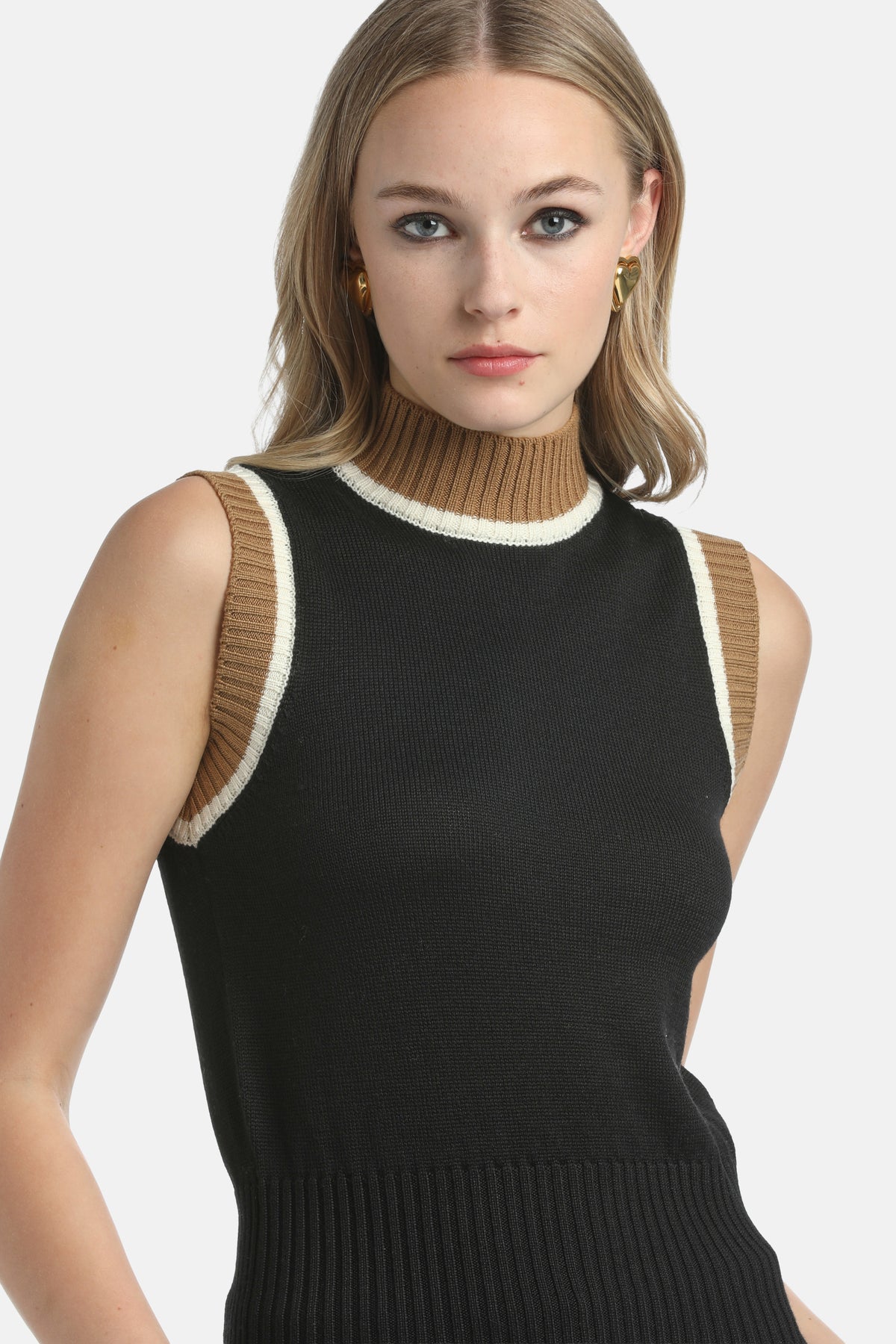 Montuoso Knit Top in Black-Camel-Cream, primary view