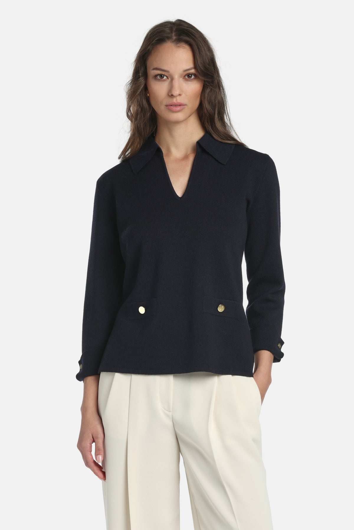 Metano Polo-Collar Sweater in Blue, primary view