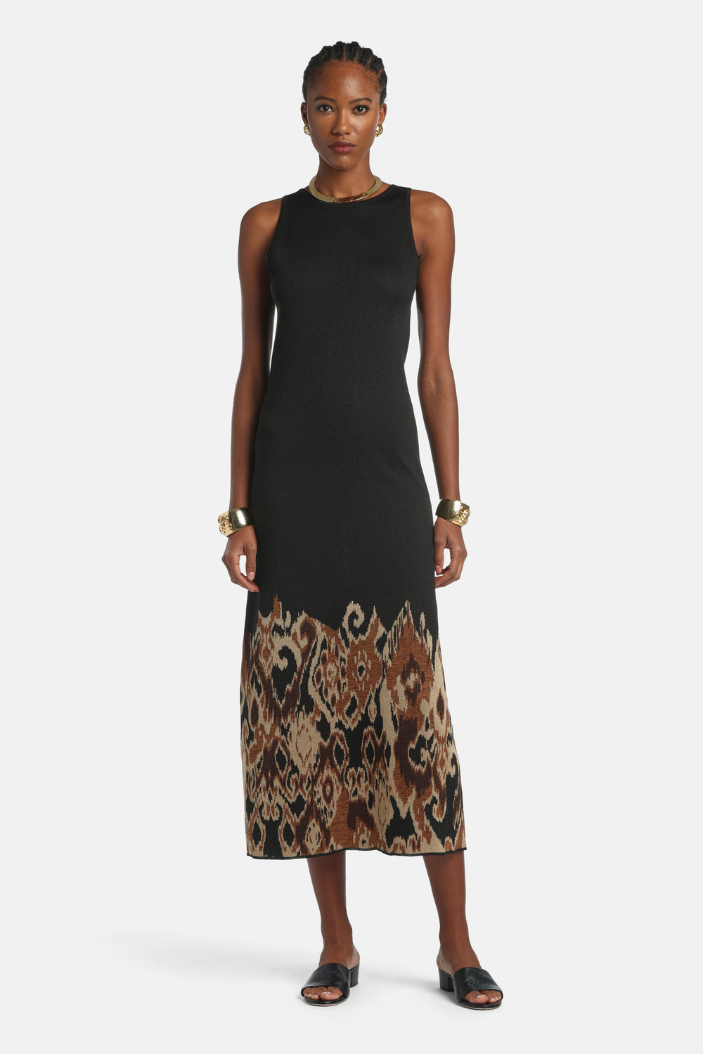 Casagrande Jacquard Knit Maxi Dress in Black, primary view [fp-color:black]