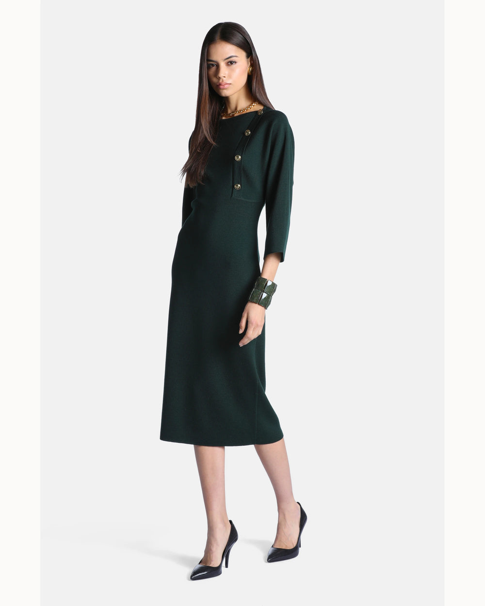 Vittoria Dress in bottle-green, primary view [fp-color:bottle-green]