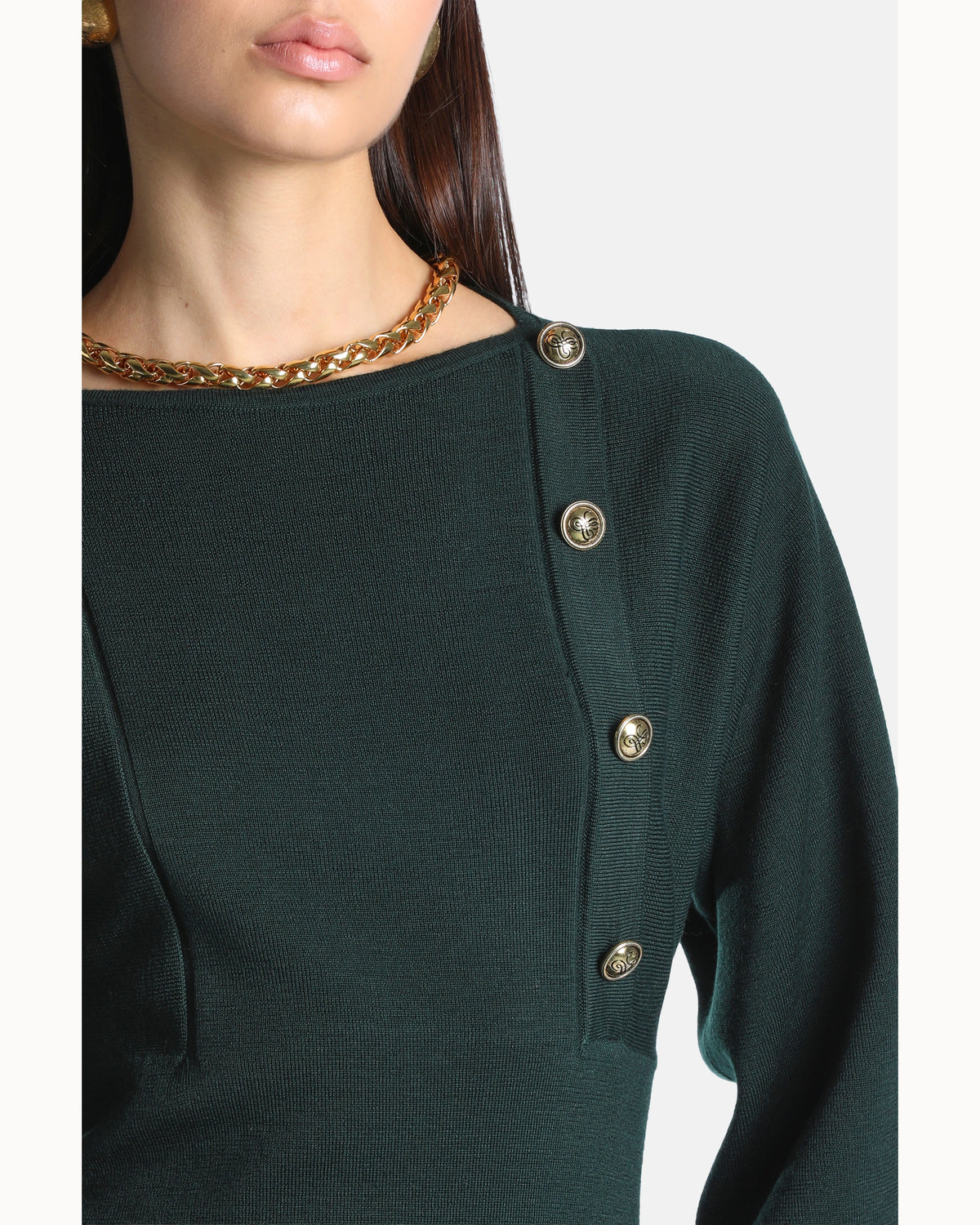 Vittoria Dress in bottle-green, view 4