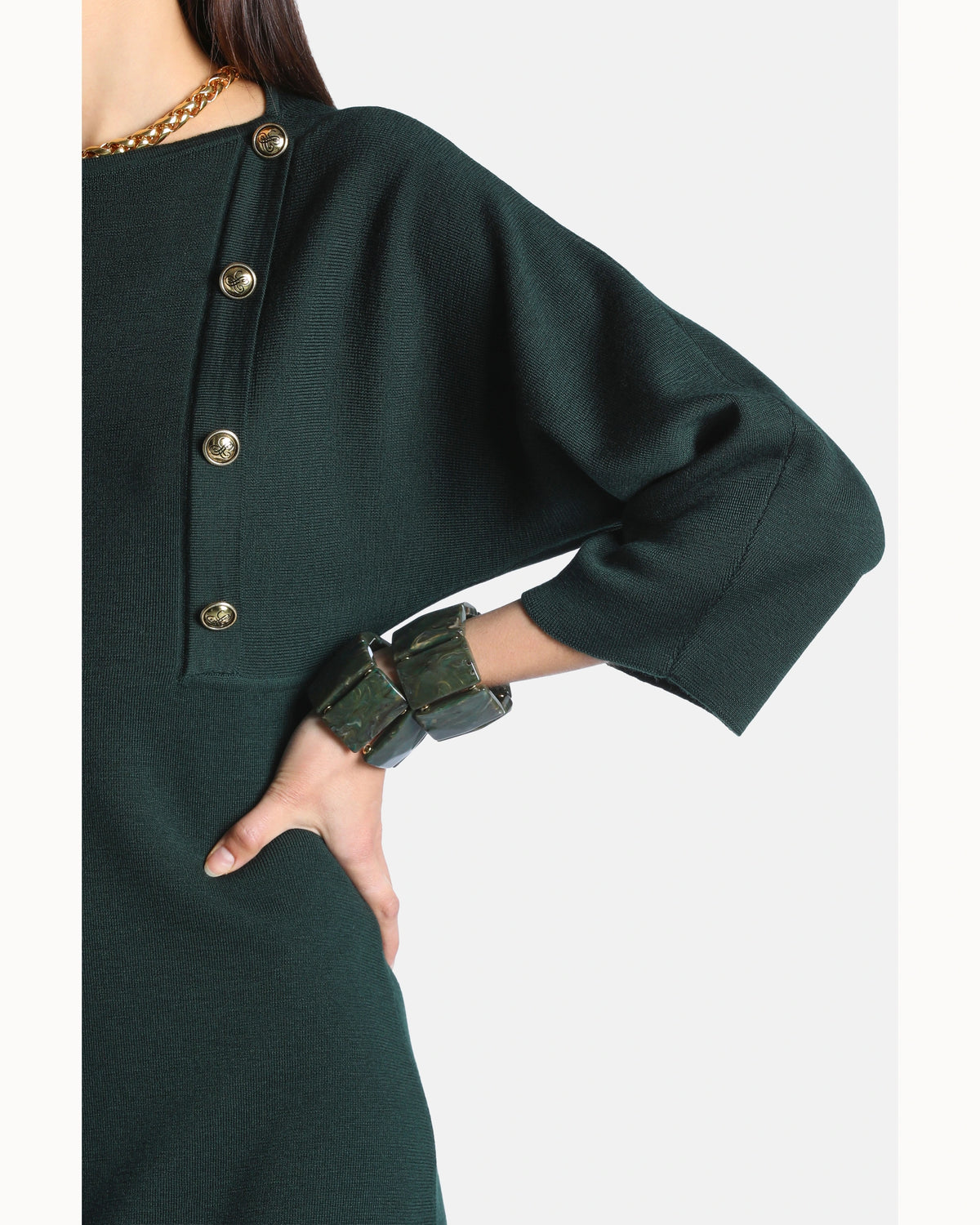 Vittoria Dress in bottle-green, view 5