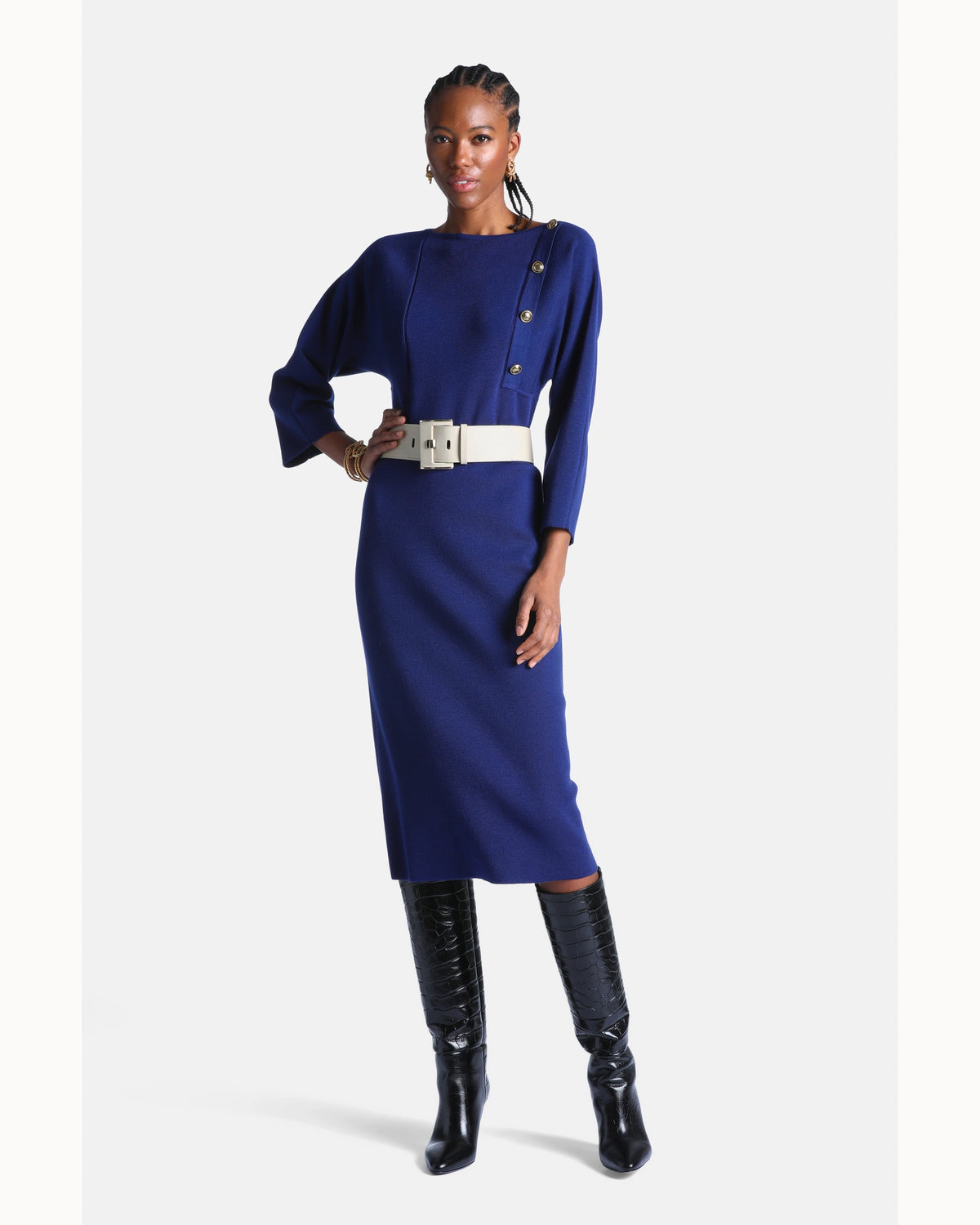 Vittoria Dress in ink blue, primary view