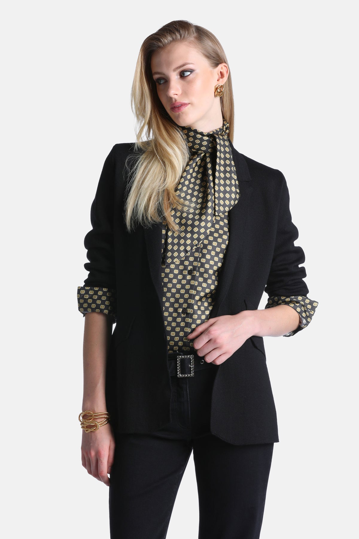 Meissa Textured Wool Blazer in Black, primary view
