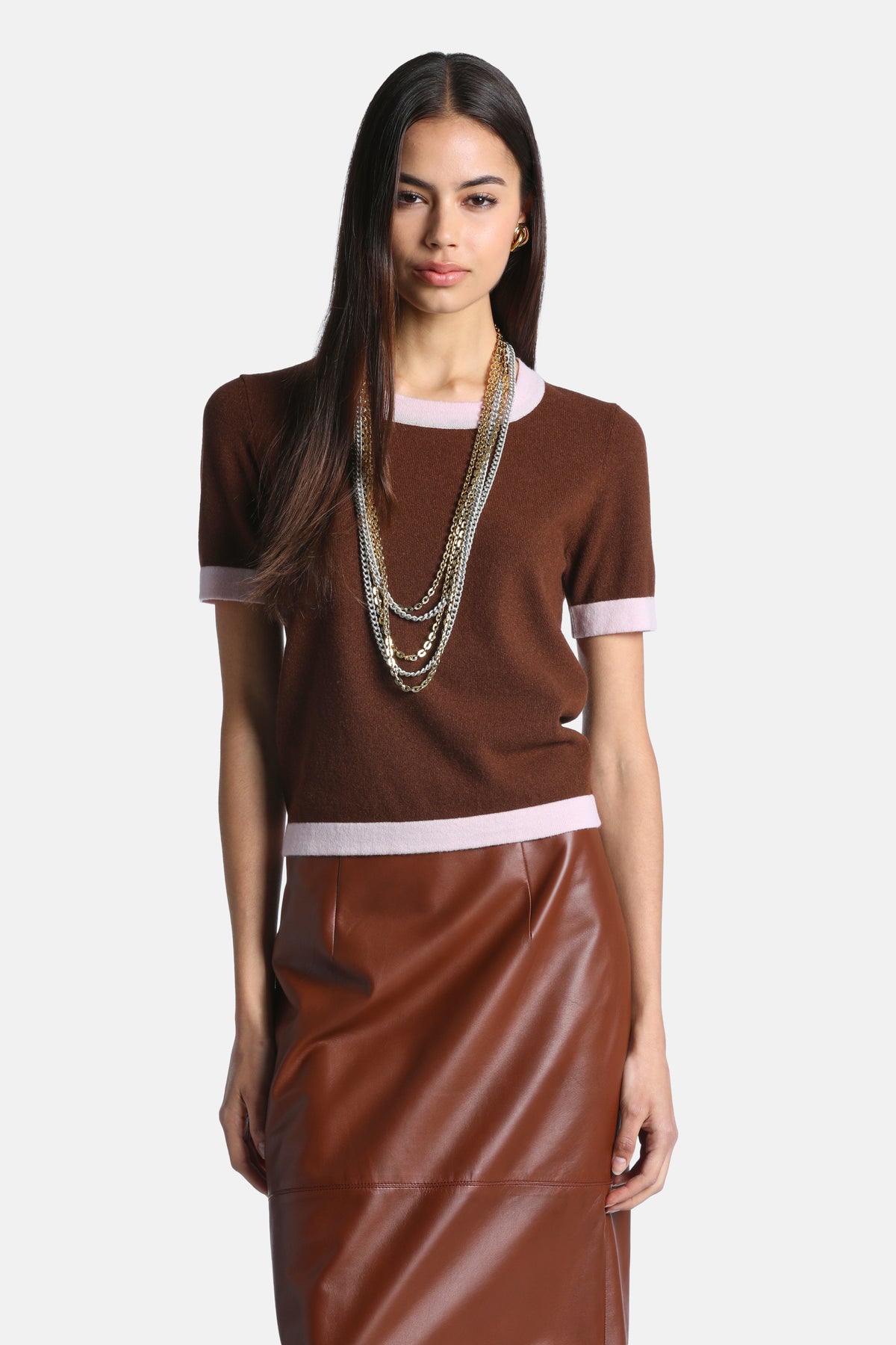 Casilda Wool And Cashmere Top in Brown-Pink, primary view