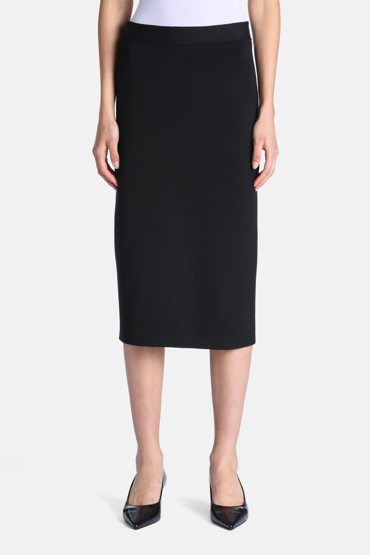 Morolo Wool Skirt With Elasticated Waist in Black, primary view