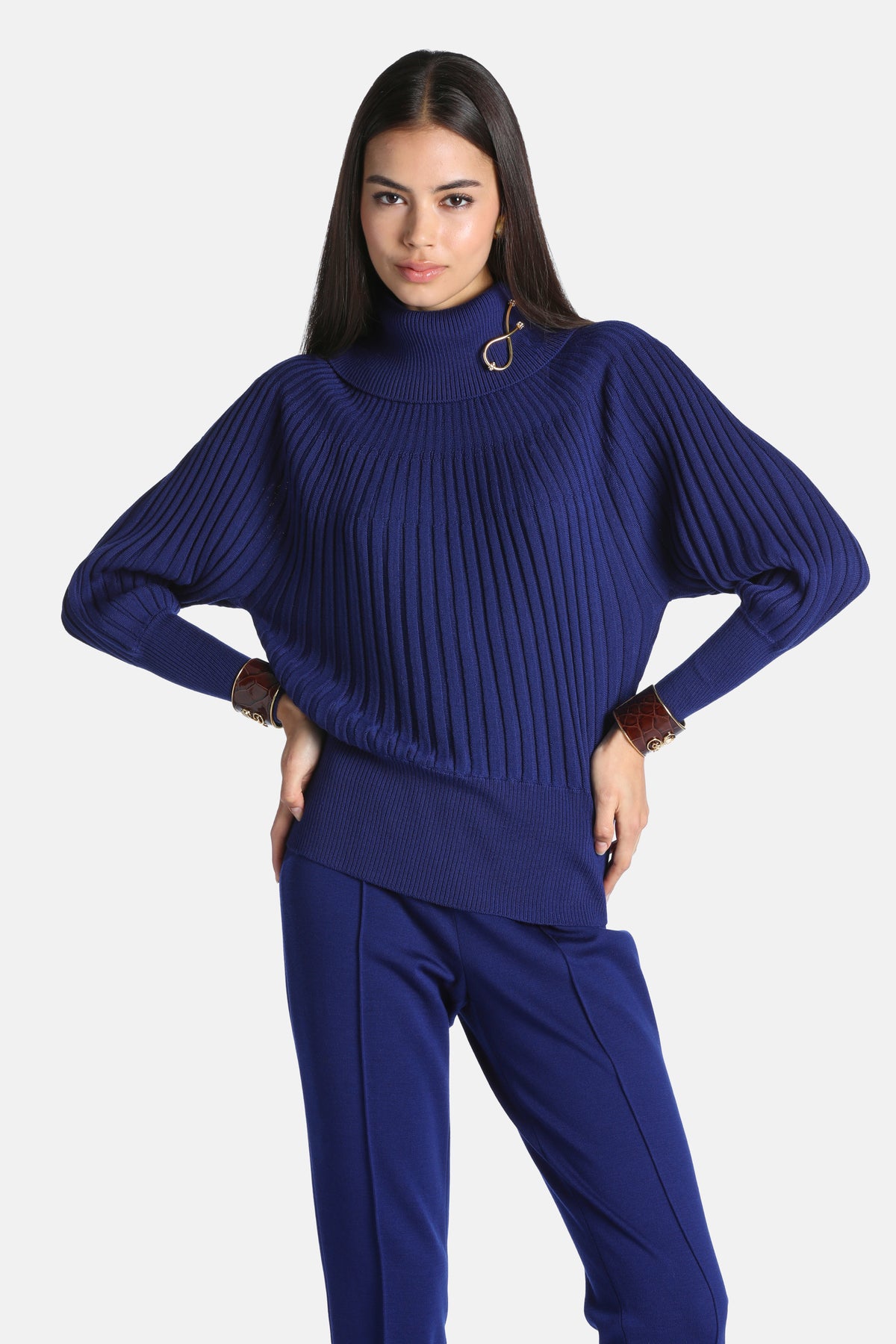 Murcia Raglan-Sleeve Turtleneck Sweater in Ink Blue, primary view