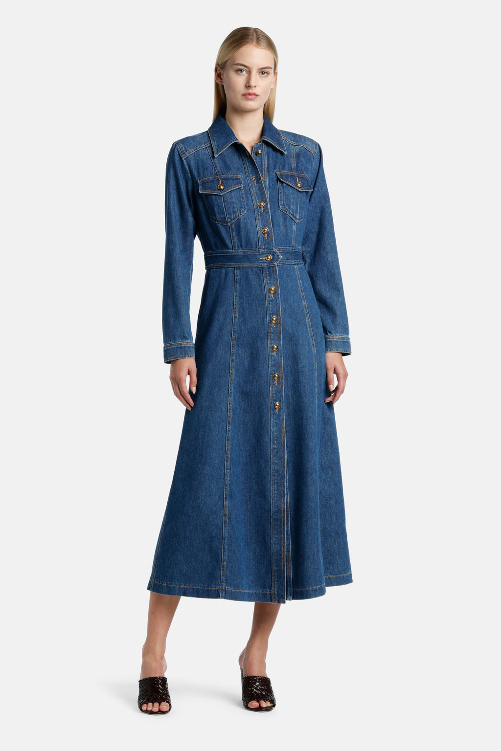 Pagella Denim Dress in Blue, primary view