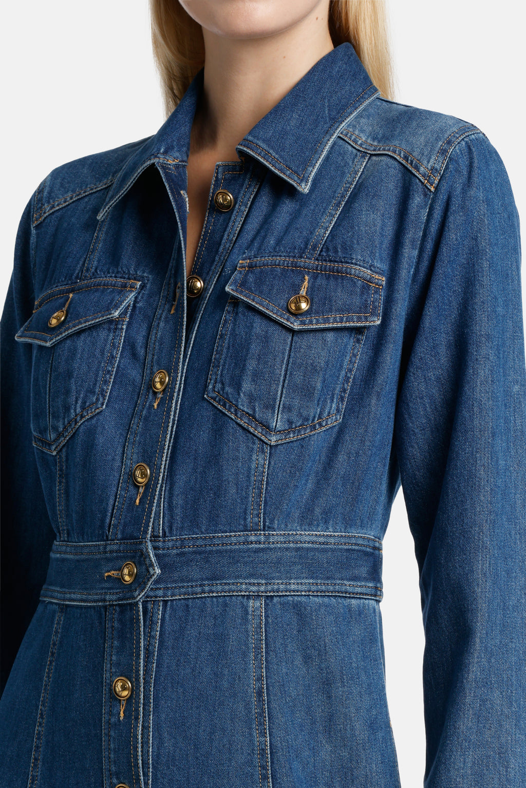 Pagella Denim Dress in Blue, view 3