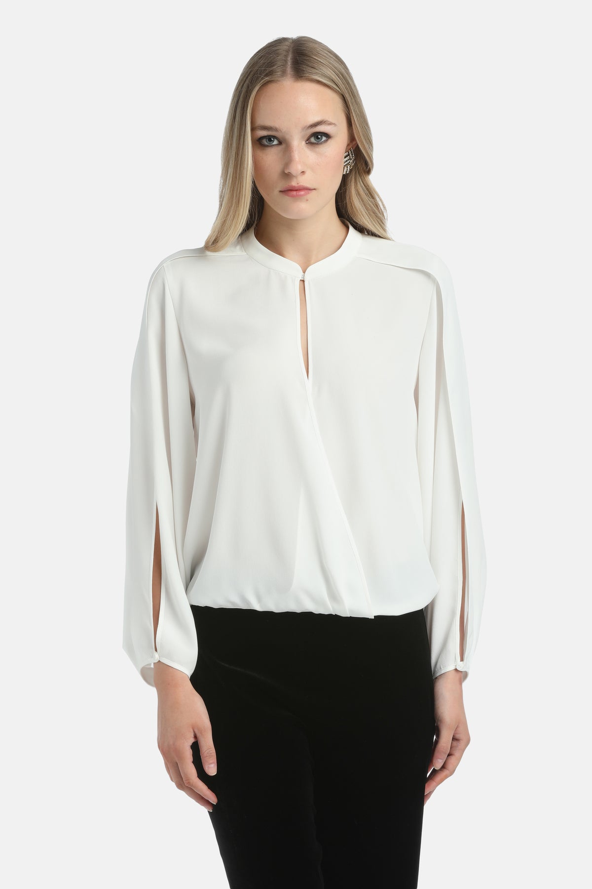 Lastra Wrap Blouse in Cream, primary view