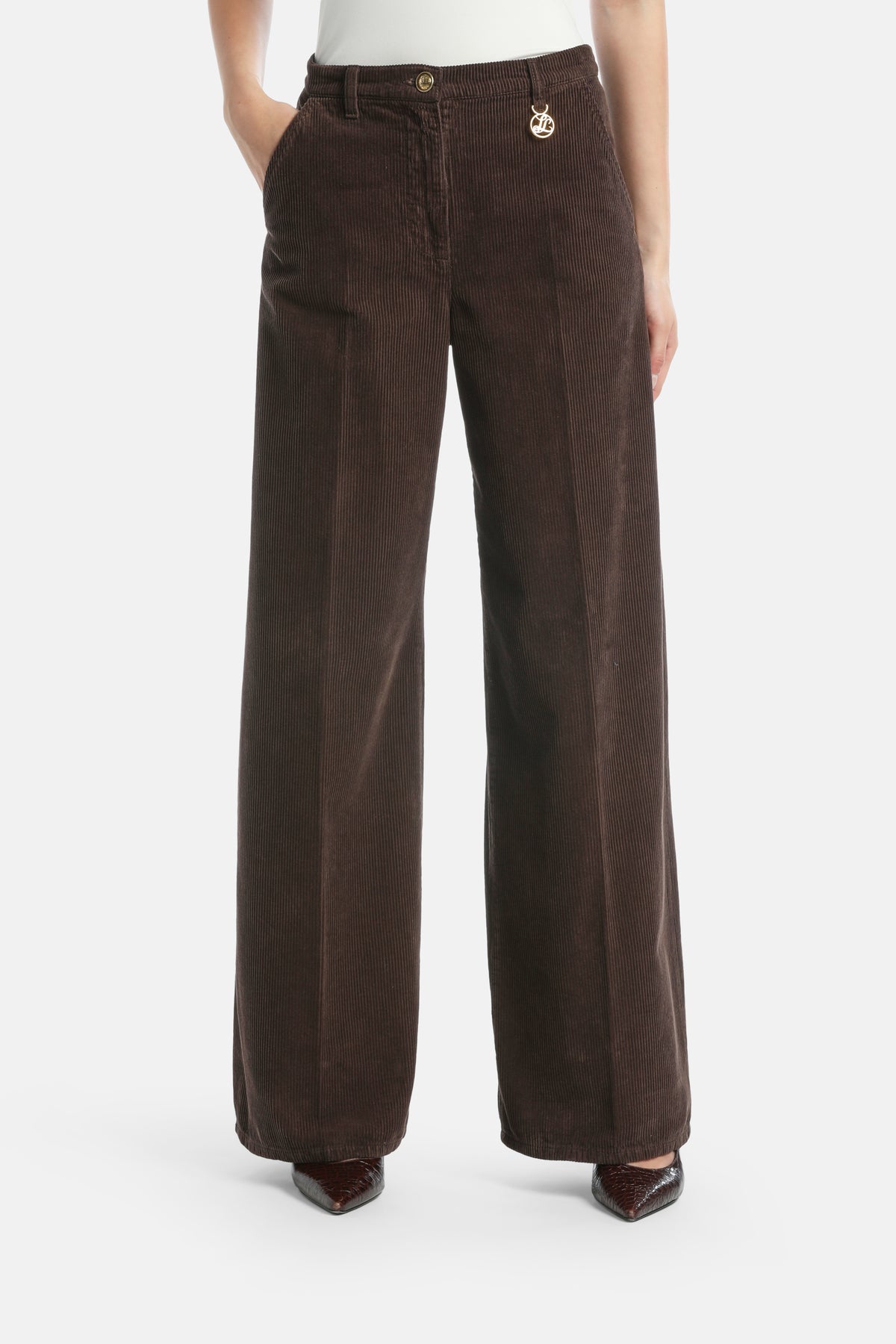 Orlato Wide-Leg Corduroy Pants in Brown, primary view