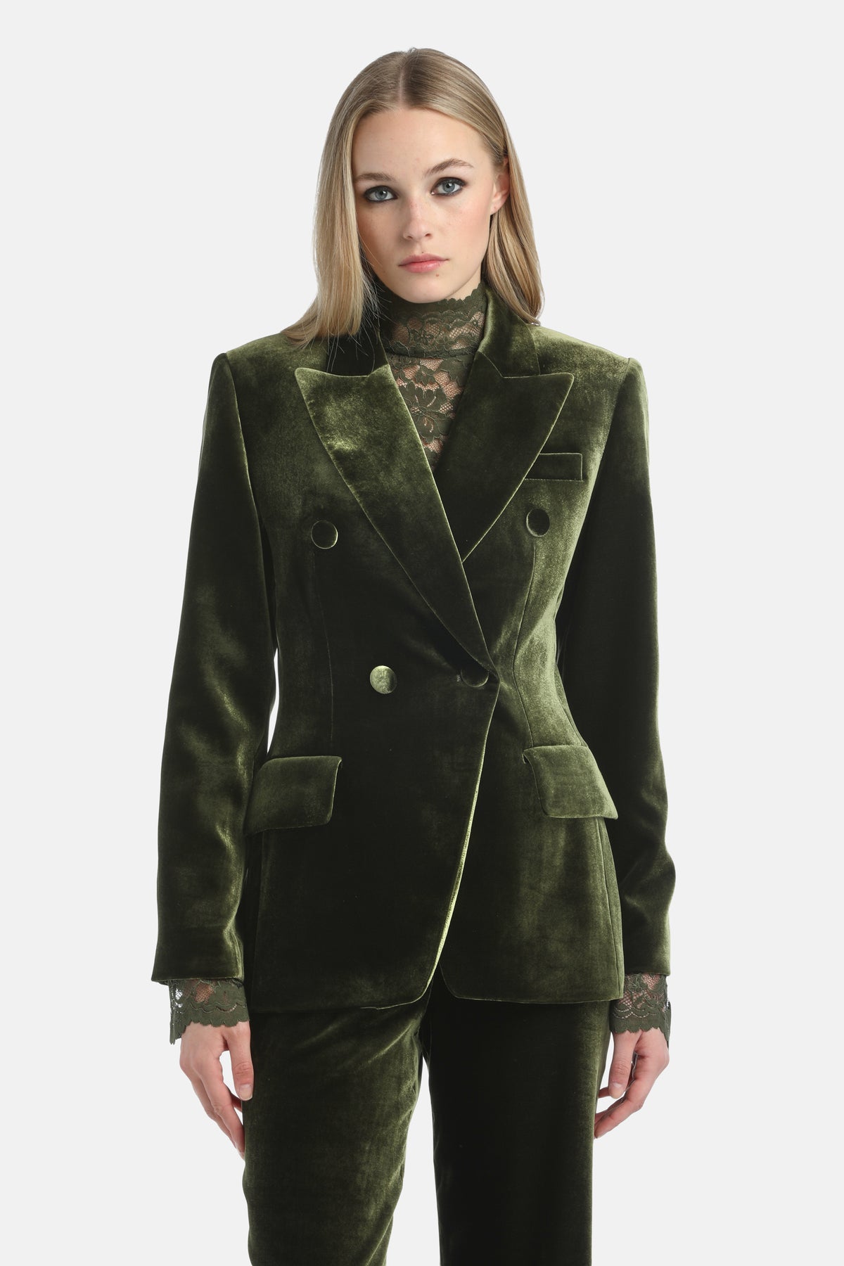 Scaffale Velvet Jacket in Green, primary view