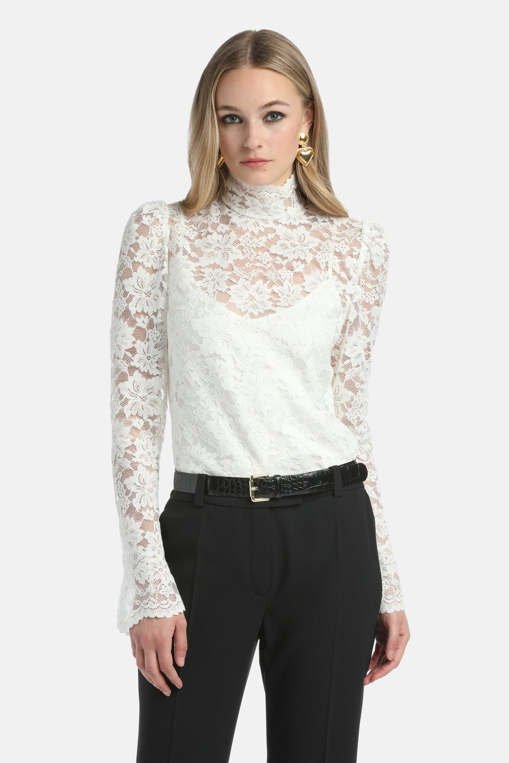 Lucchetto Lace Blouse in Cream, primary view [fp-color:cream]
