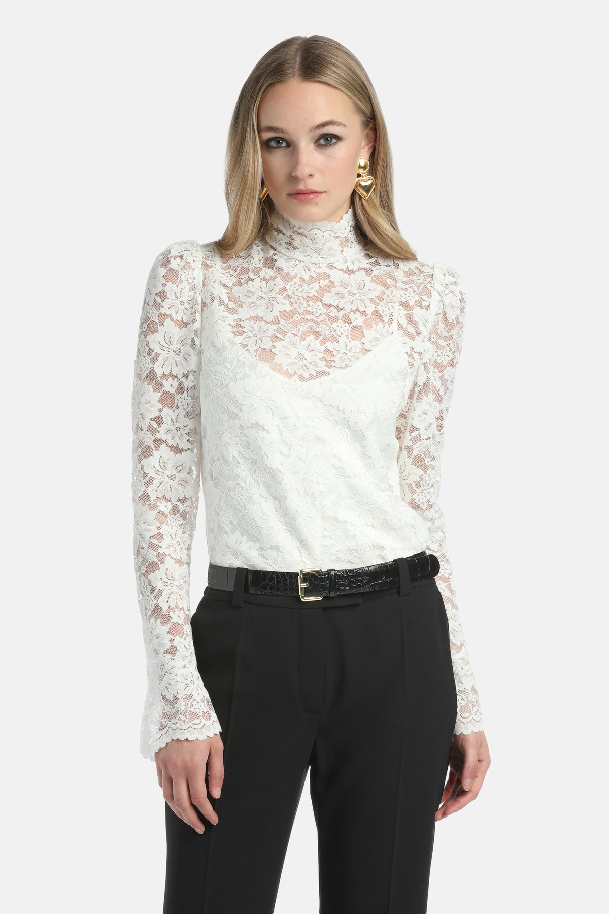 Lucchetto Lace Blouse in Cream, primary view