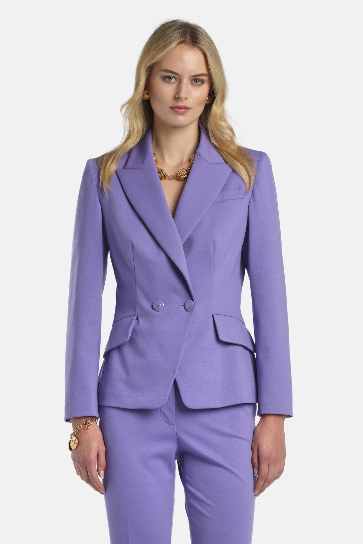 Venturina Double-Breasted Jacket in Wisteria Purple, primary view