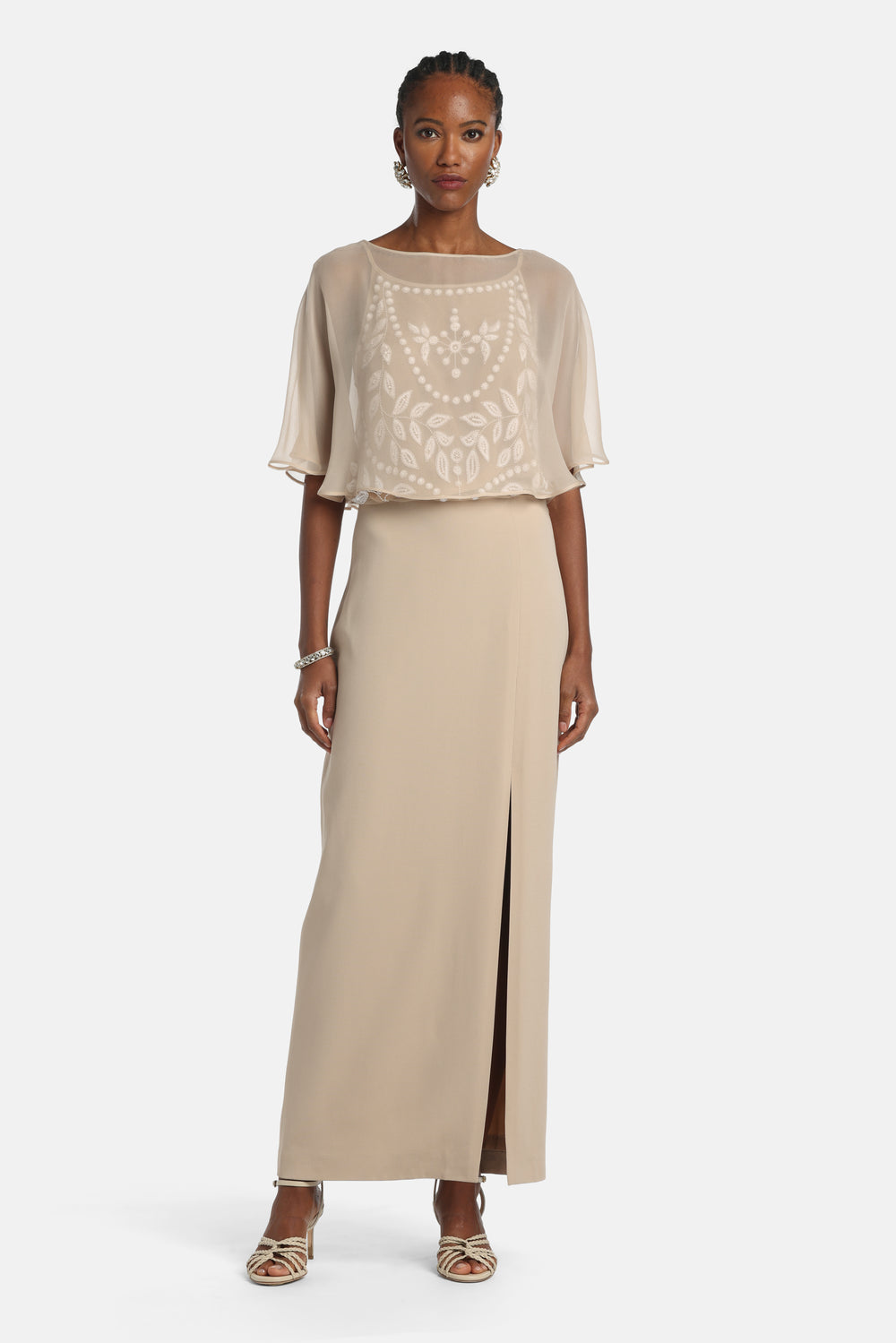 Pirolo Long Dress in Cream, primary view [fp-color:cream]