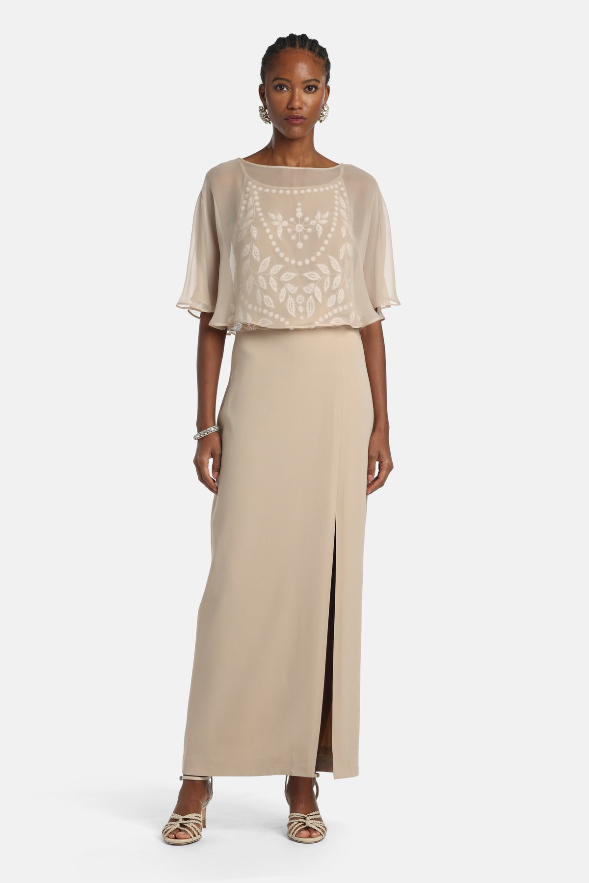 Pirolo Long Dress in Cream, primary view