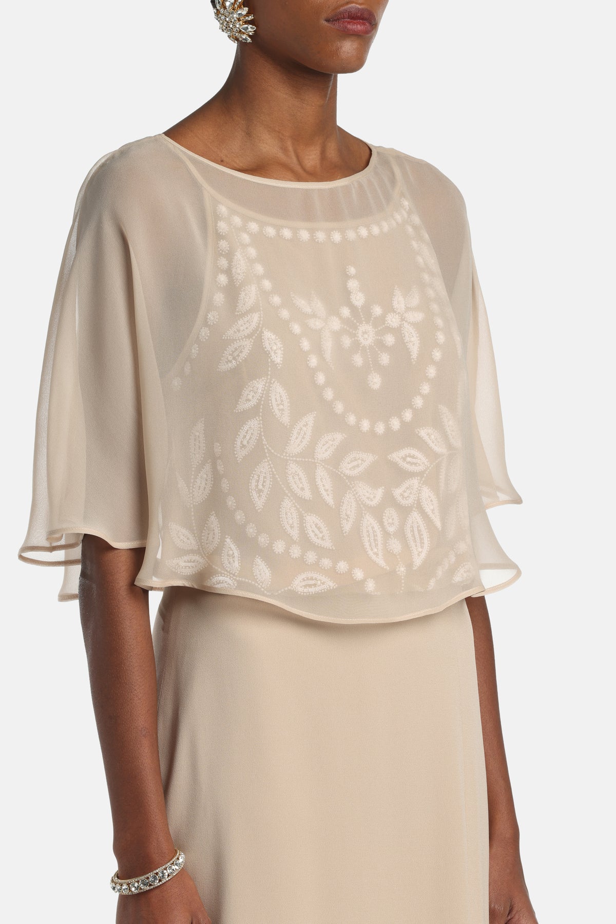 Pirolo Long Dress in Cream, view 3