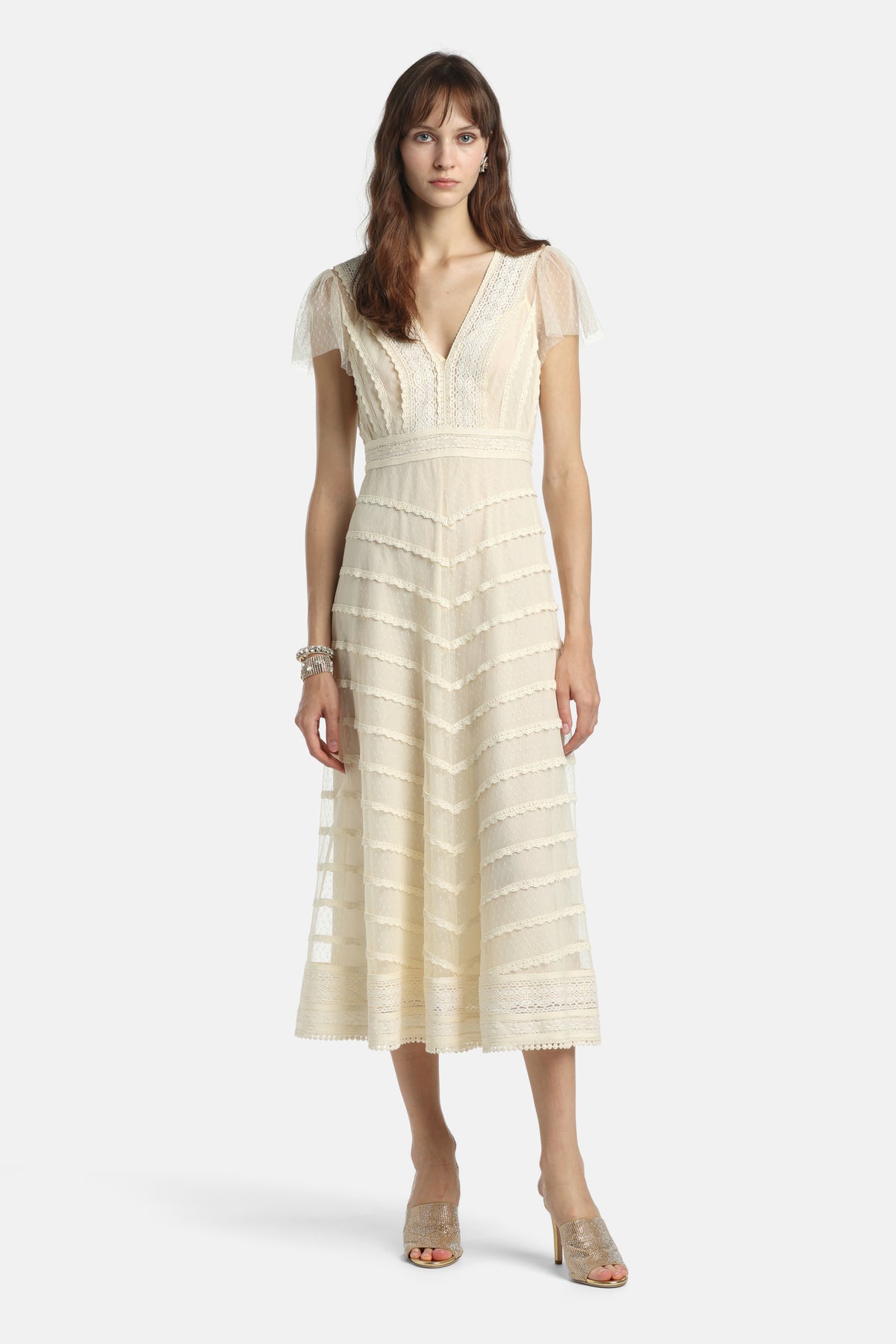 Prontezza Embroidered Gown in Cream, primary view