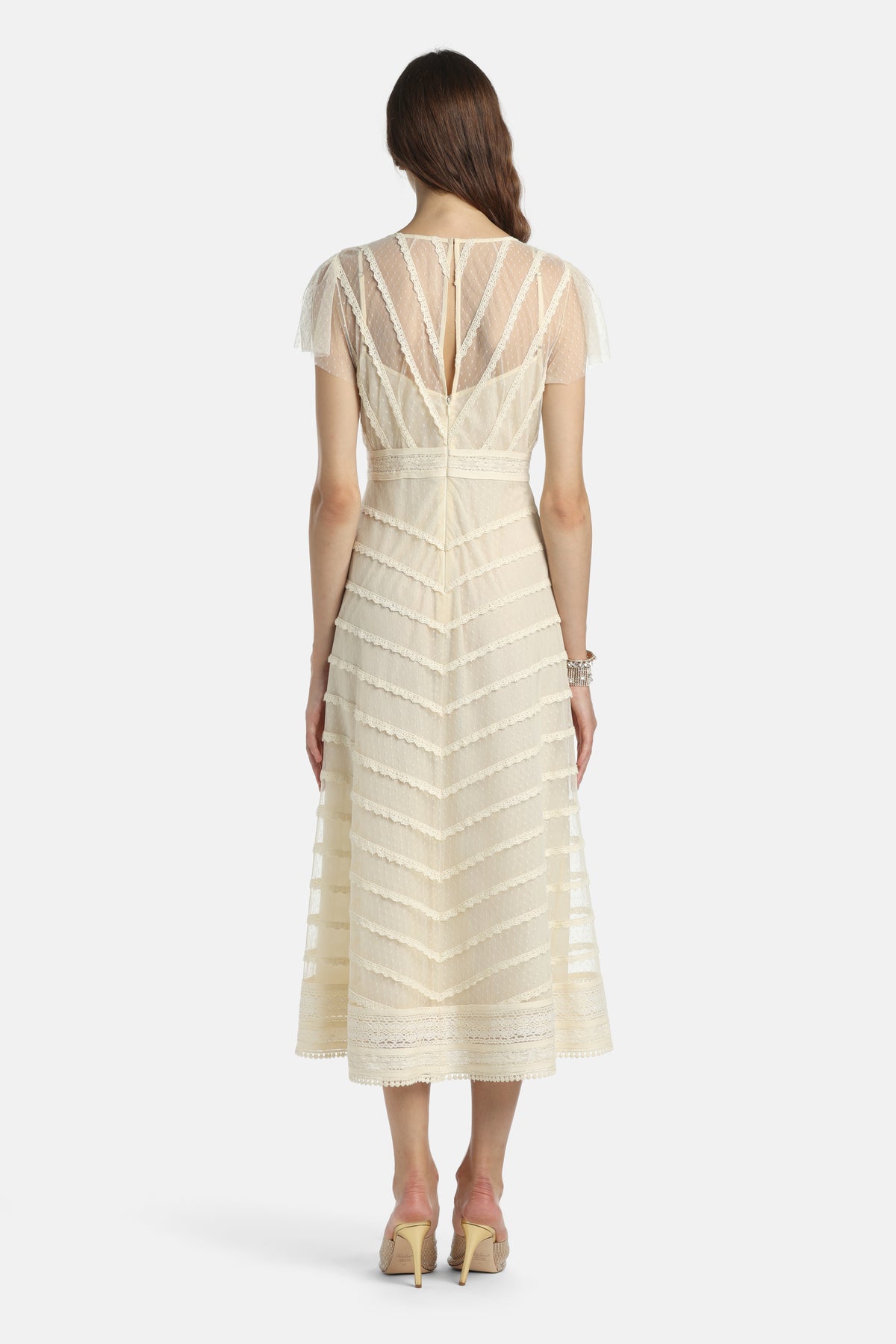 Prontezza Embroidered Gown in Cream, view 2