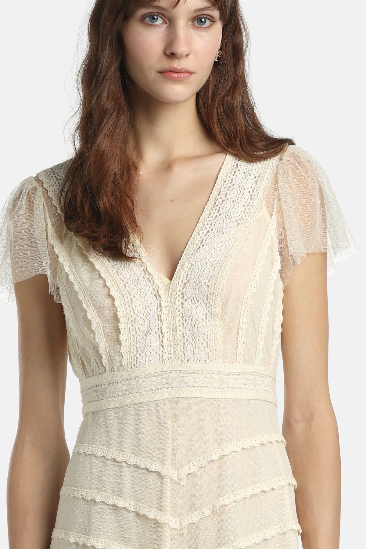 Prontezza Embroidered Gown in Cream, view 3