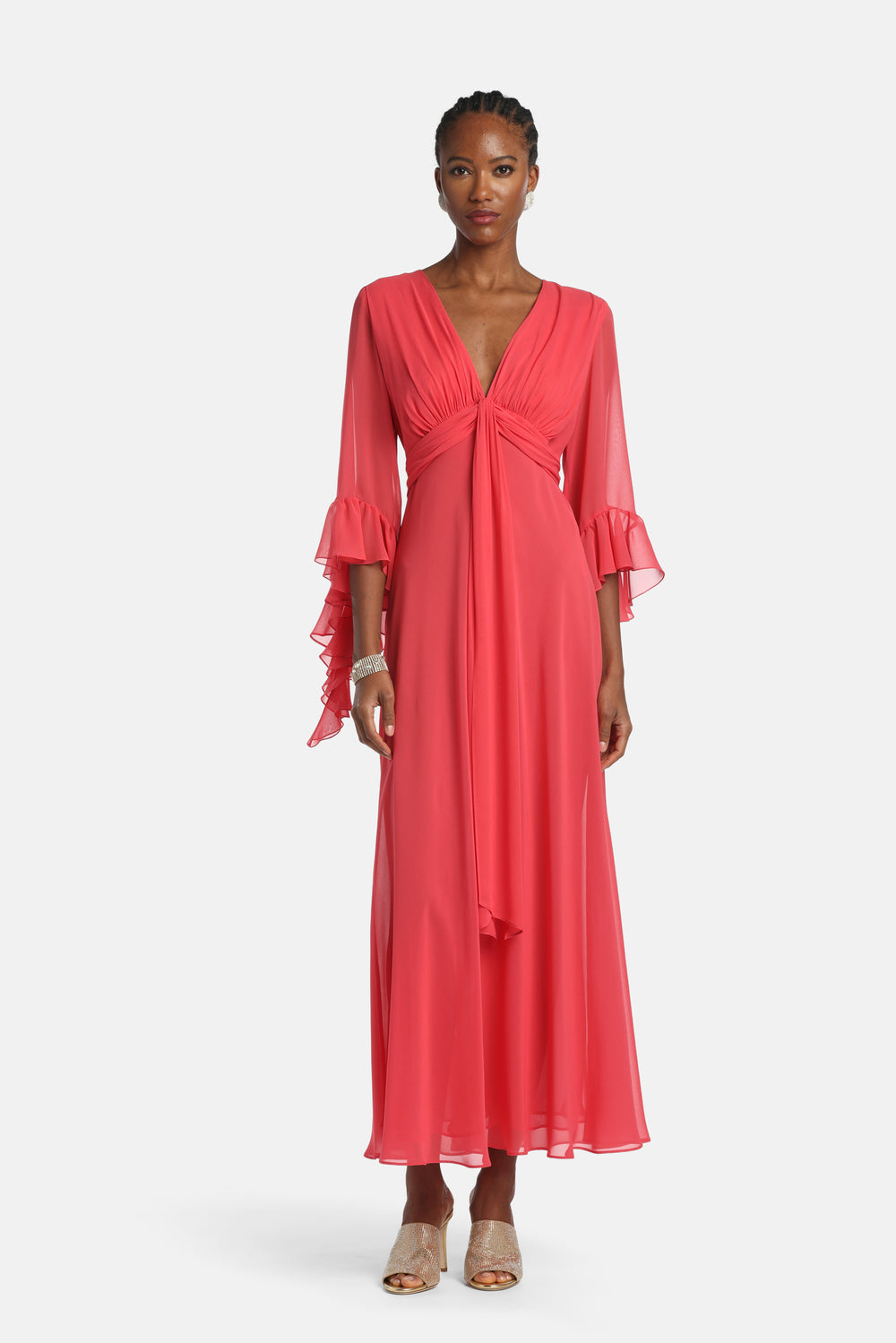 Plinia Gown in Coral, primary view [fp-color:coral]