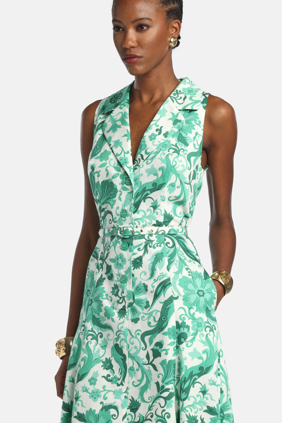 Piagge Sleeveless Maxi Dress in Green, view 3