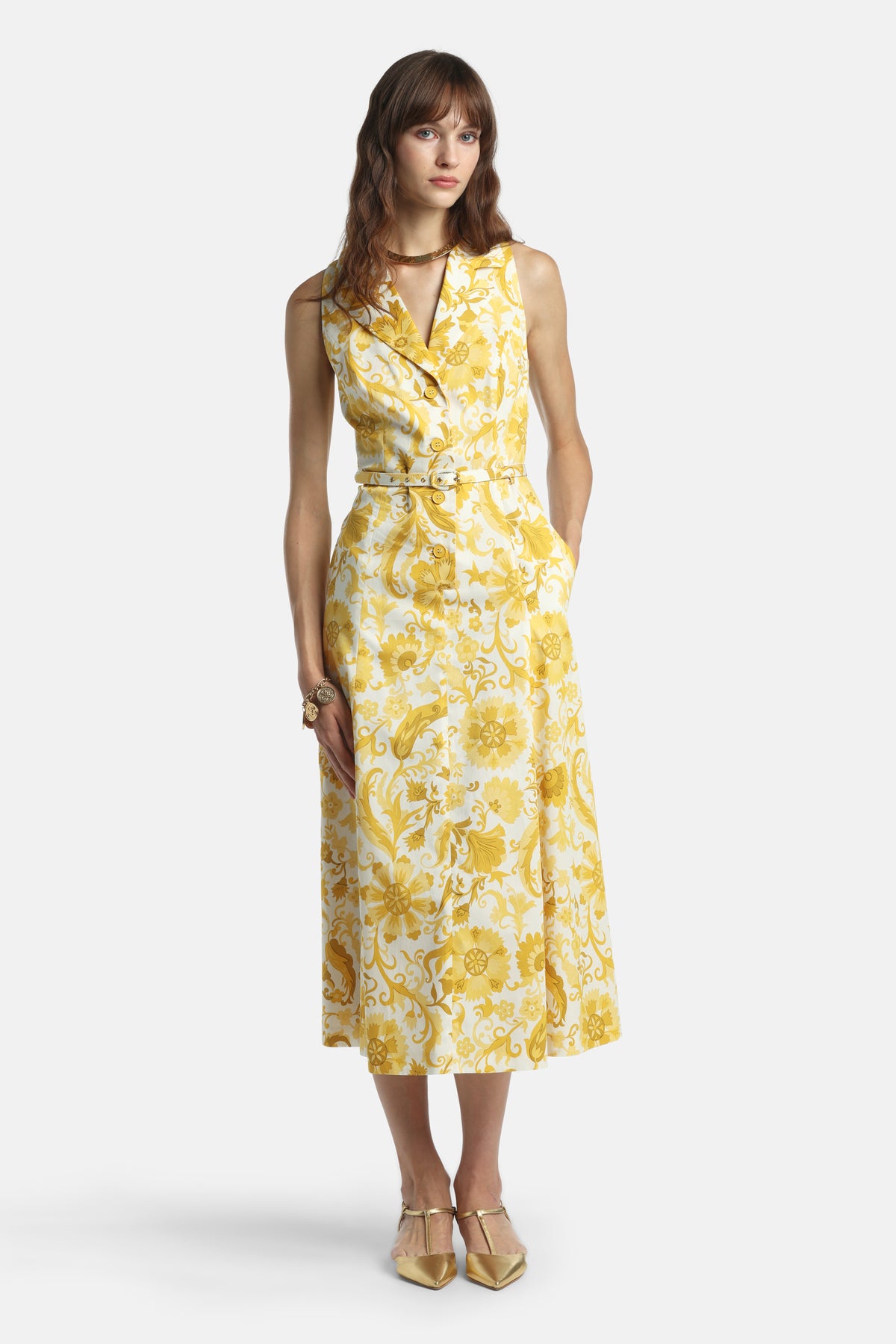 Piagge Sleeveless Maxi Dress in Yellow, primary view
