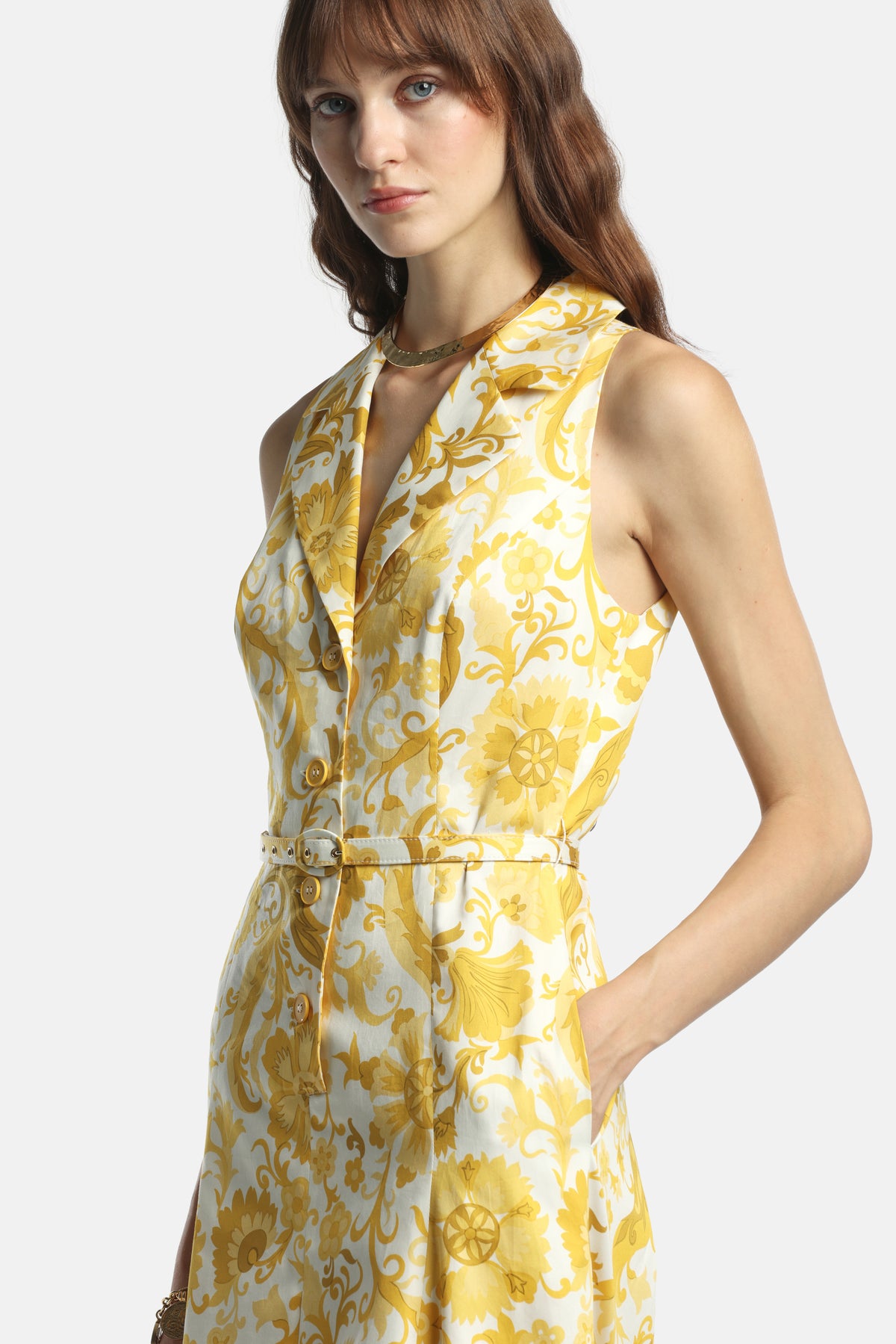 Piagge Sleeveless Maxi Dress in Yellow, view 3