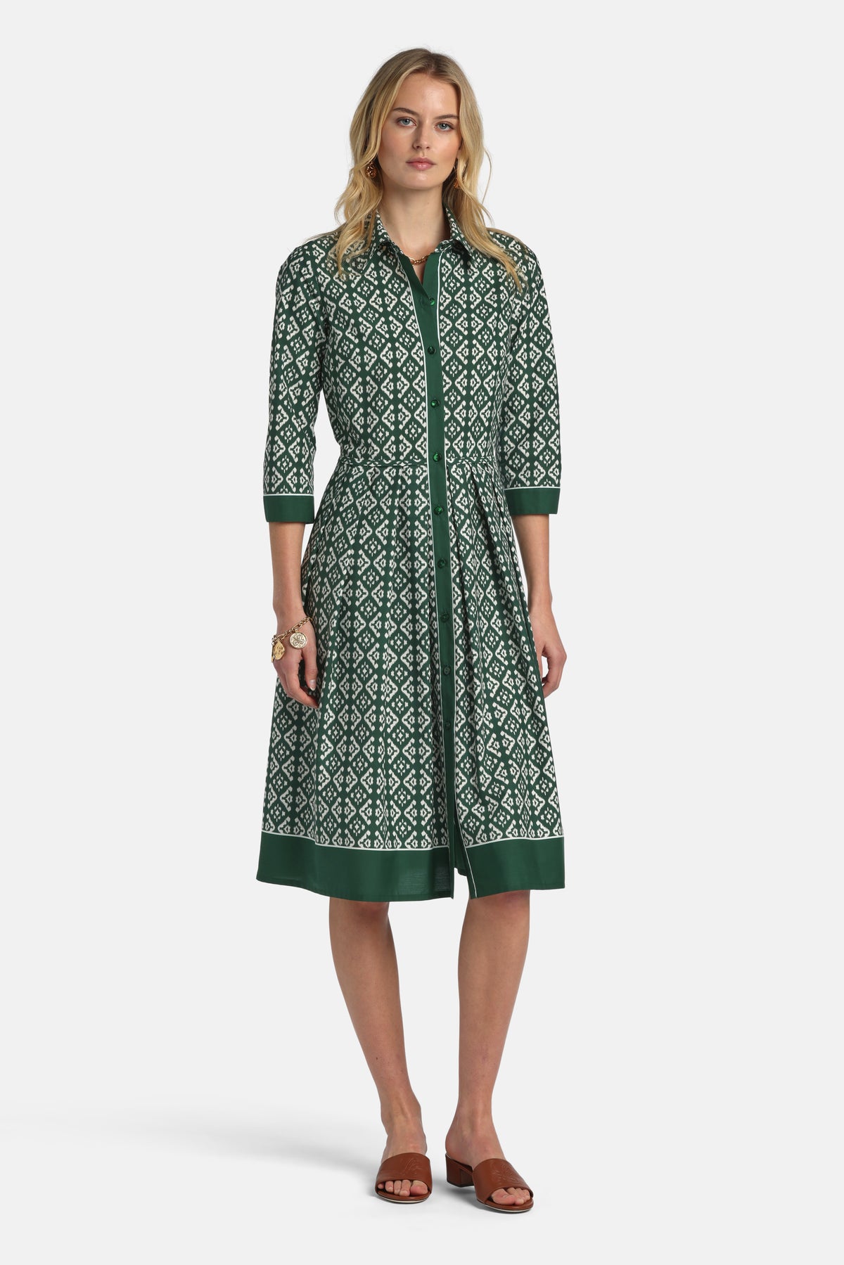 Pagliolo Printed Midi Dress in Green, primary view