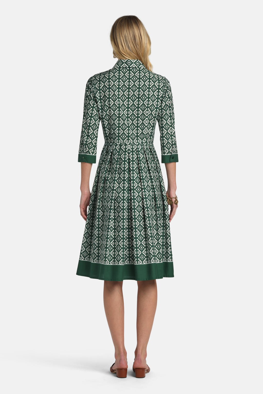 Pagliolo Printed Midi Dress in Green, view 2