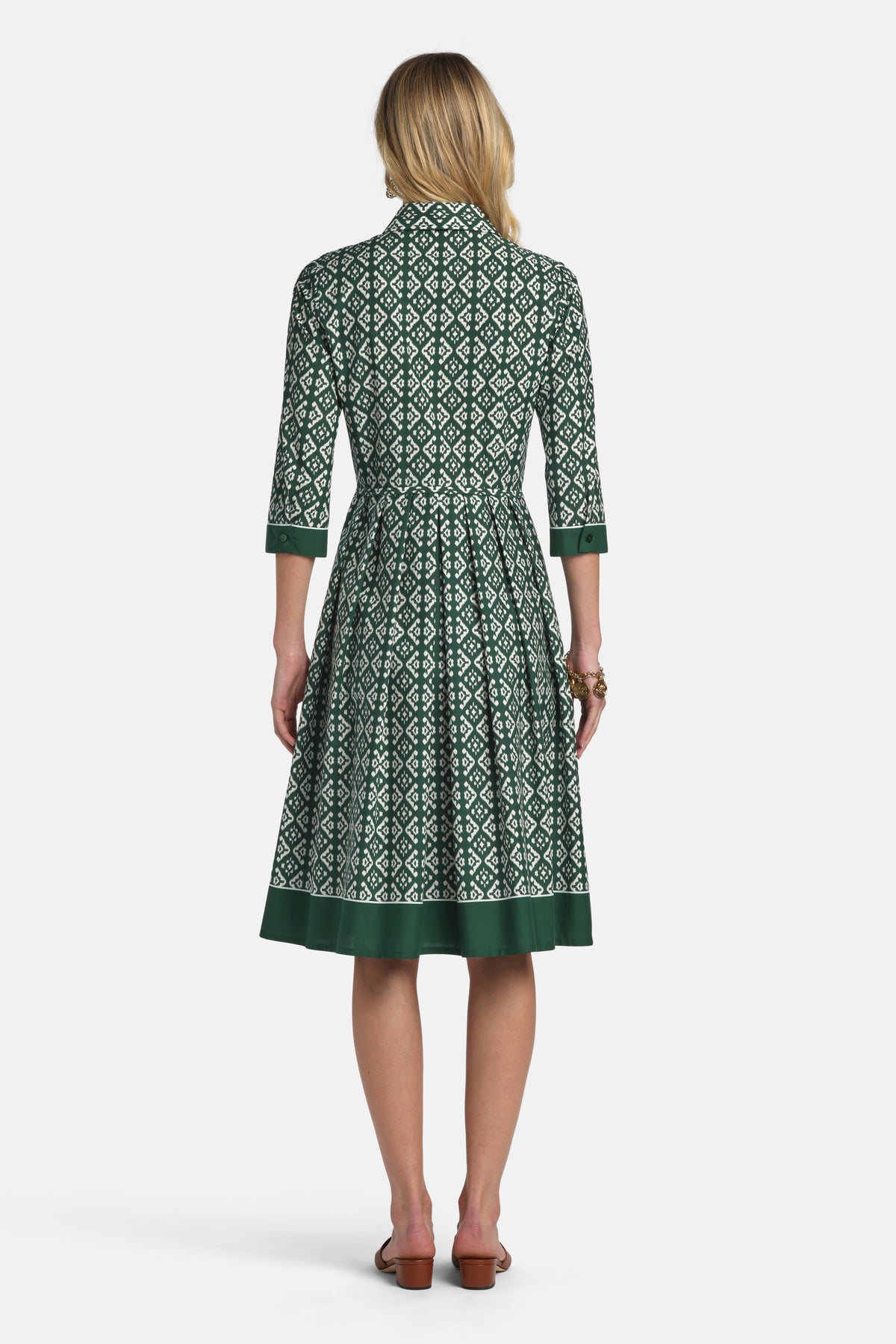 Pagliolo Printed Midi Dress in Green, view 2