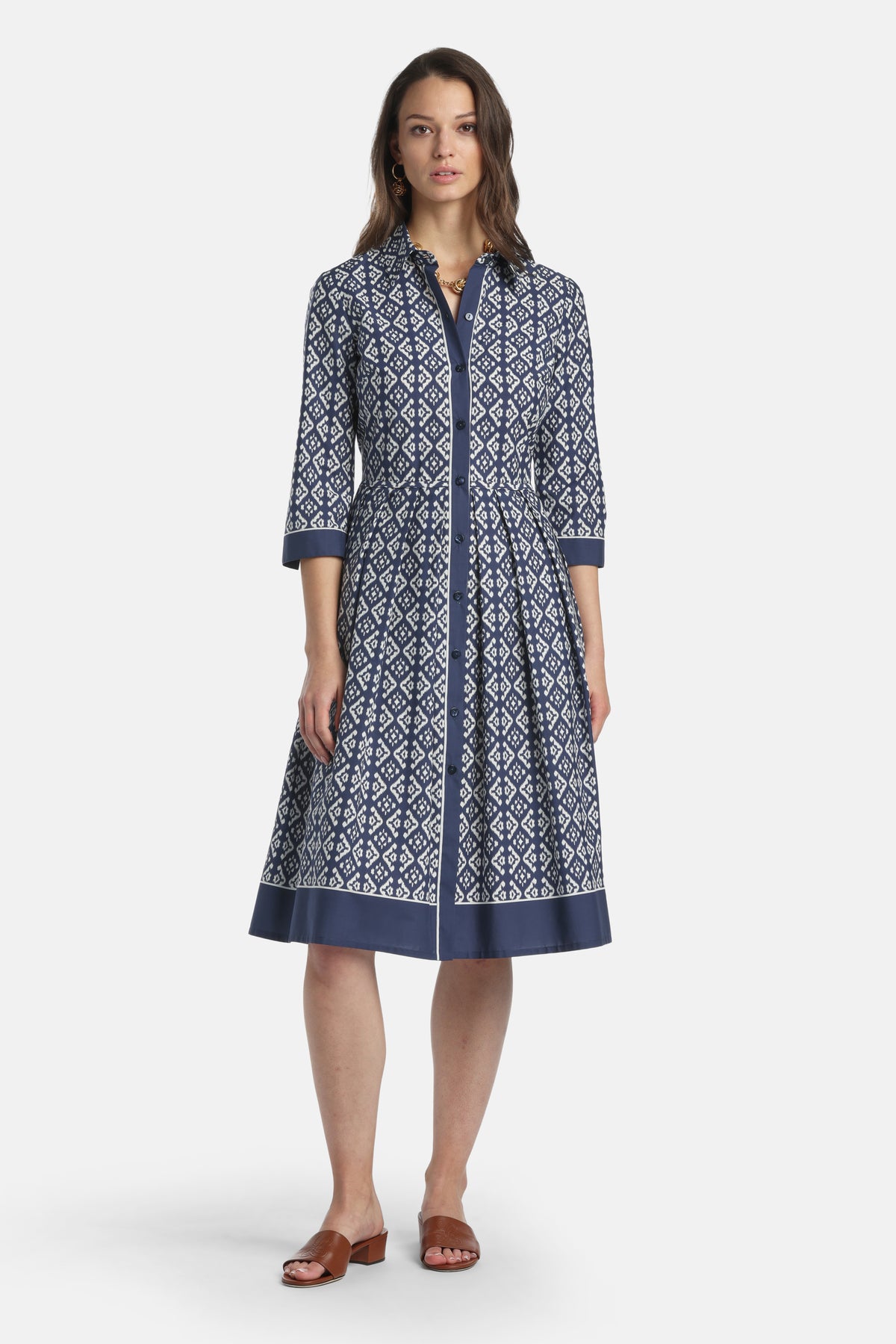 Pagliolo Printed Midi Dress in Blue, primary view