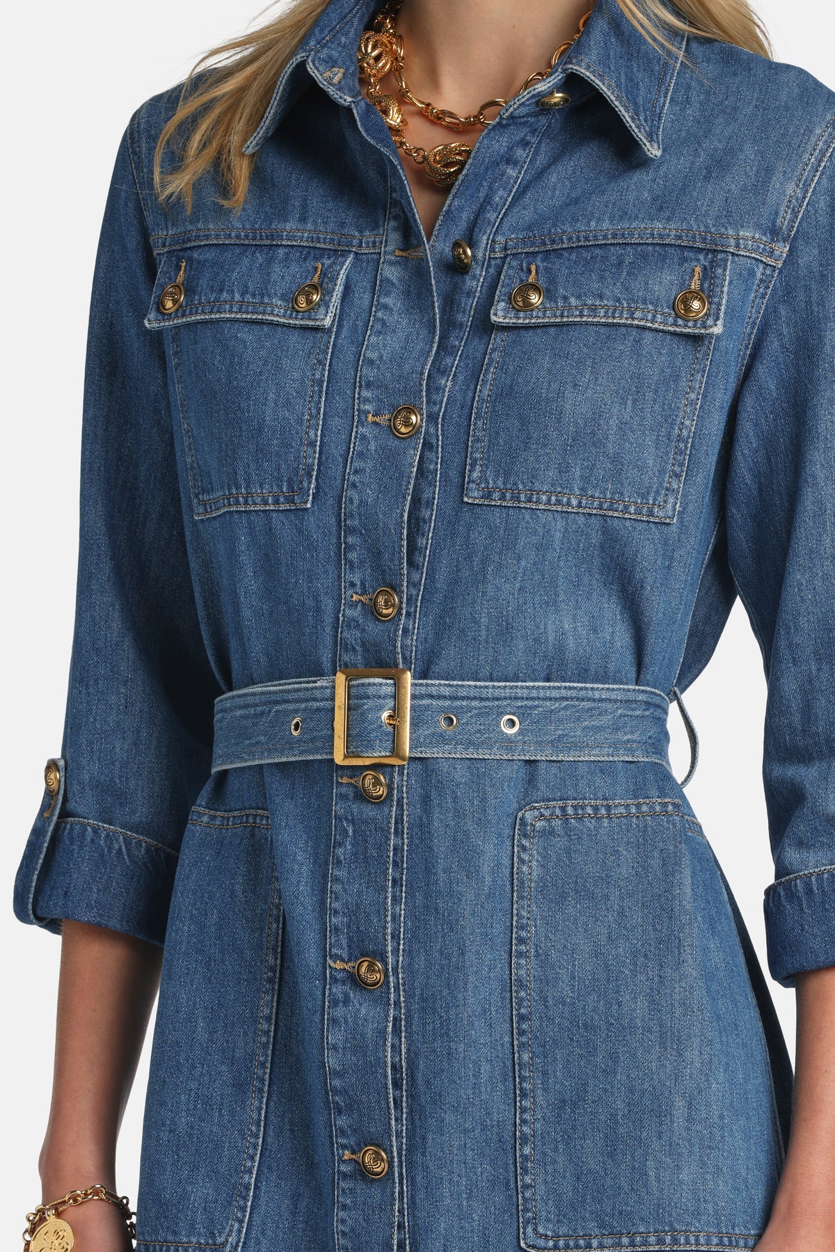 Passetto Denim Minidress in Blue, view 3